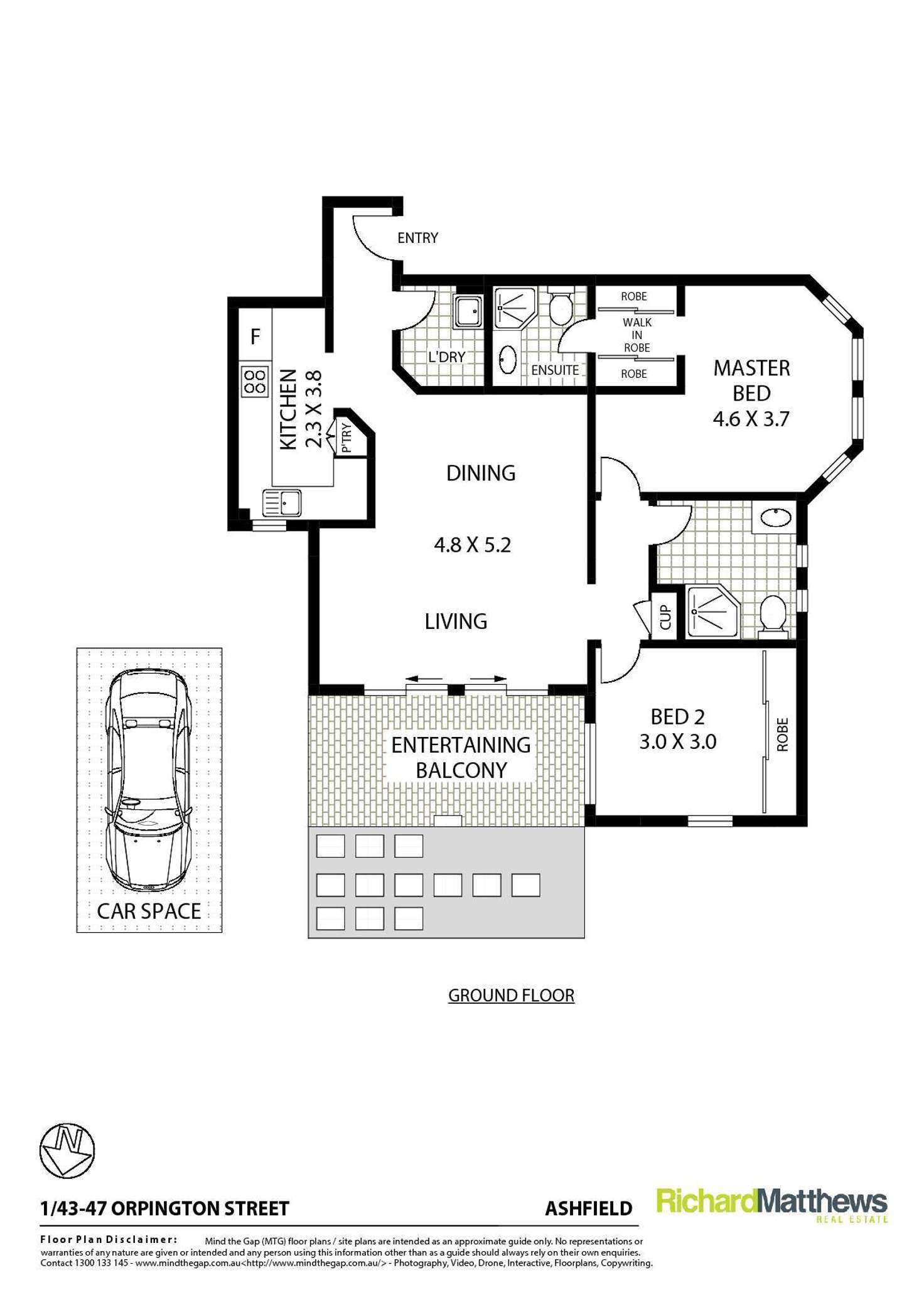 Floorplan of Homely apartment listing, 1/43-47 Orpington Street, Ashfield NSW 2131