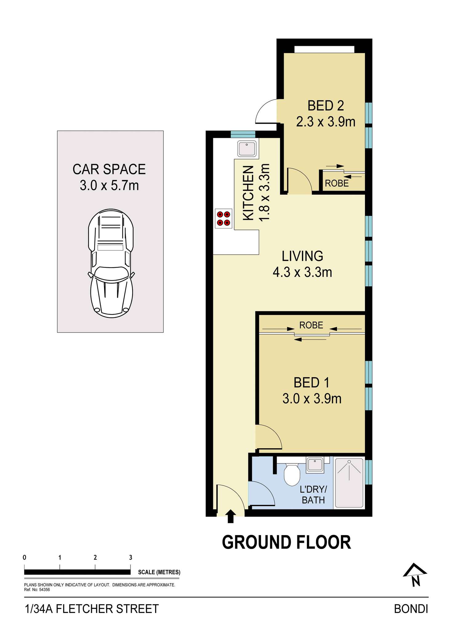 Floorplan of Homely apartment listing, 1/34A Fletcher Street, Bondi NSW 2026