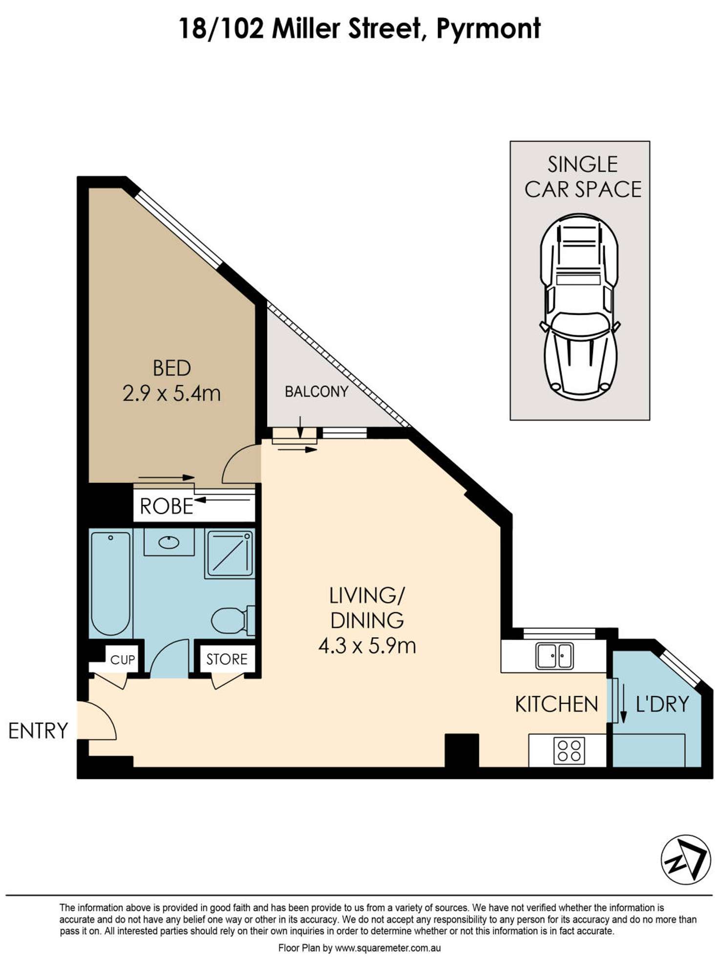 Floorplan of Homely unit listing, 18/102 Miller Street, Pyrmont NSW 2009