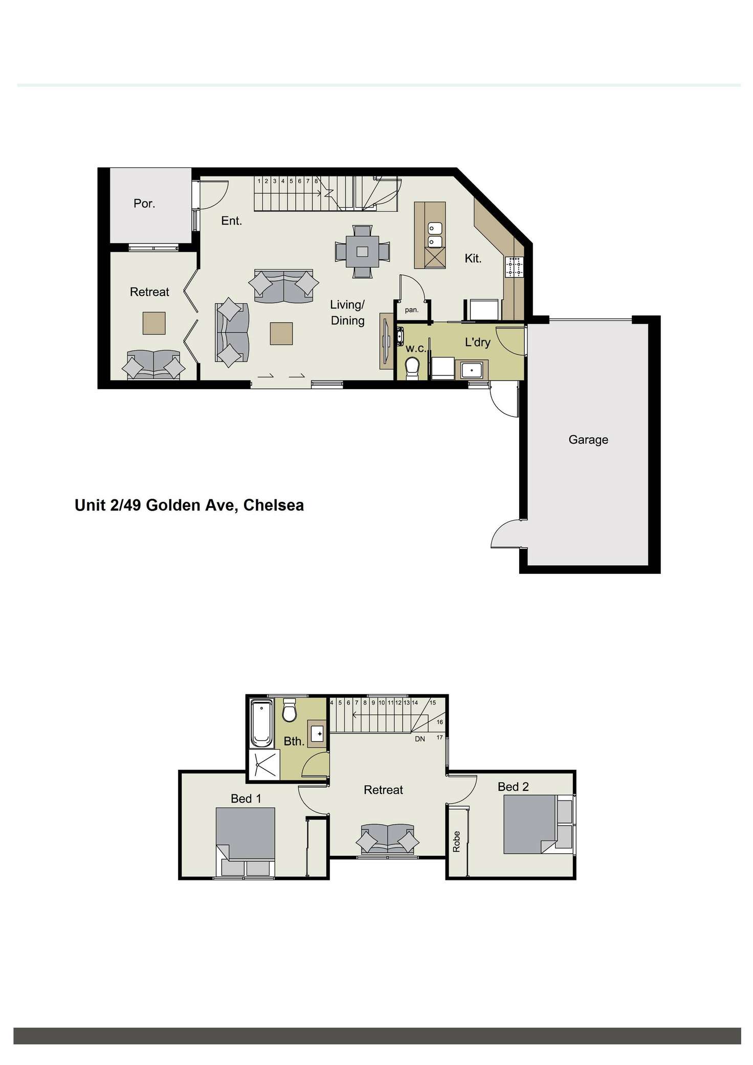 Floorplan of Homely townhouse listing, 2/49 Golden Avenue, Chelsea VIC 3196