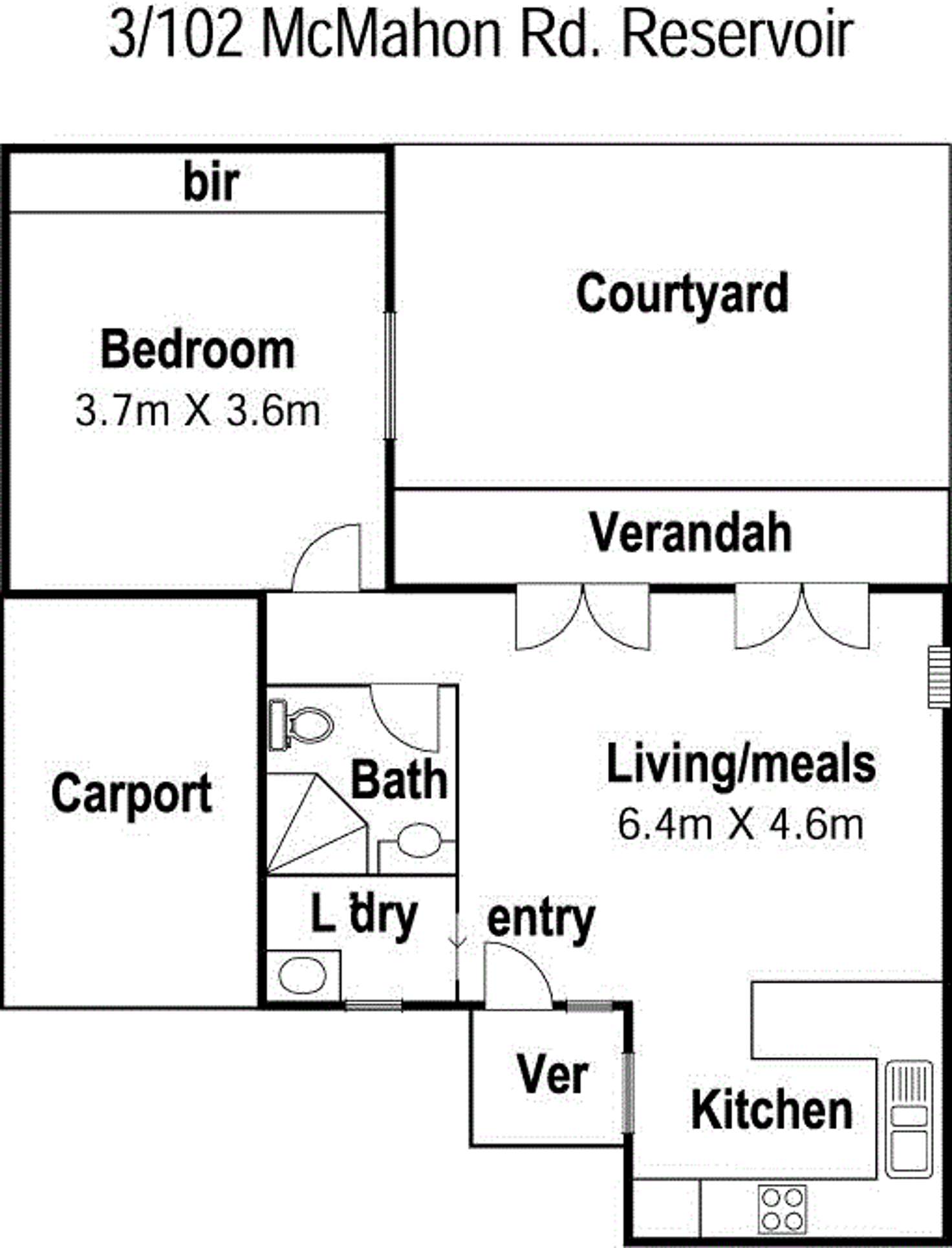 Floorplan of Homely unit listing, 3/102 McMahon Road, Reservoir VIC 3073
