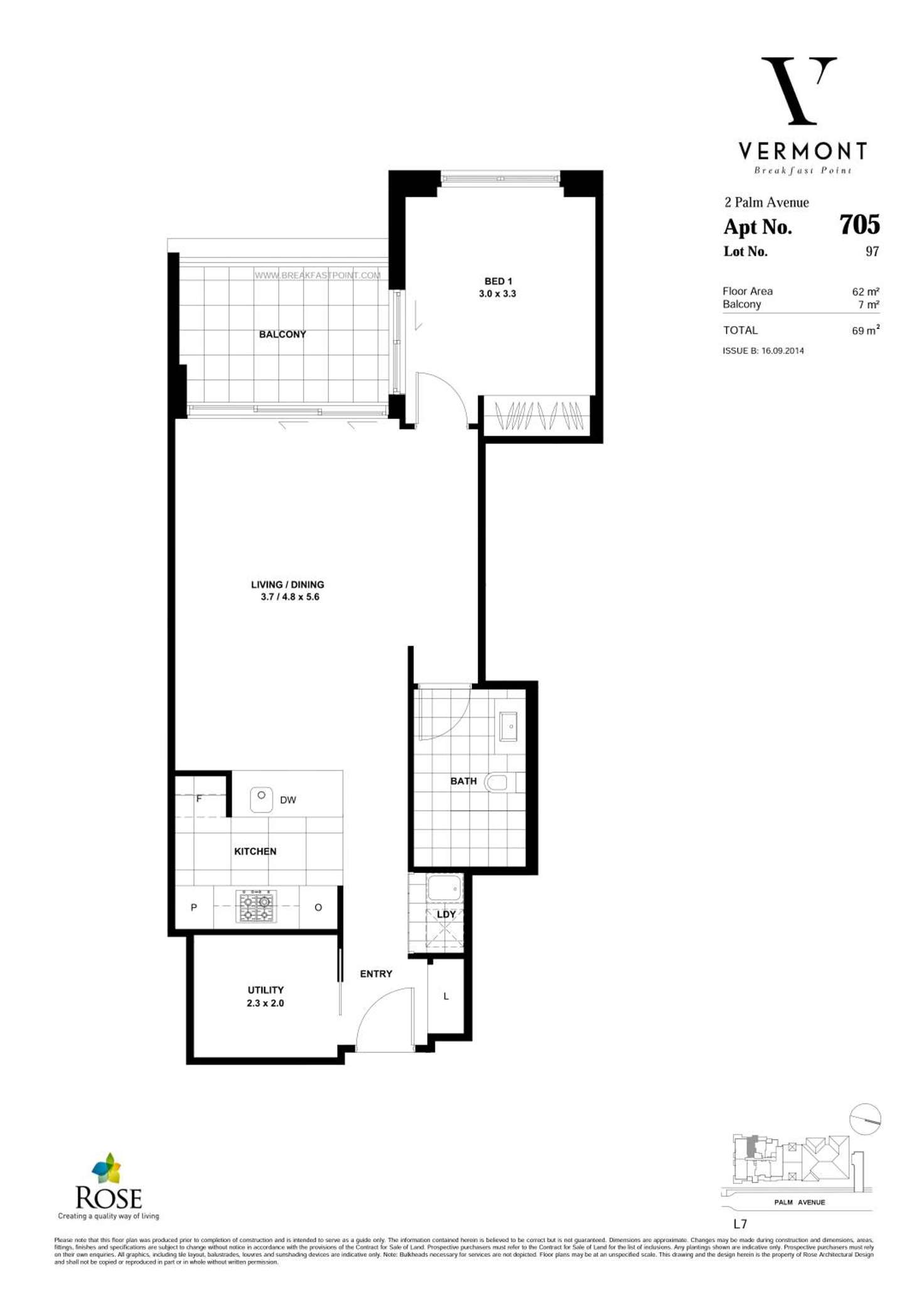 Floorplan of Homely apartment listing, 705/2 Palm Avenue, Breakfast Point NSW 2137