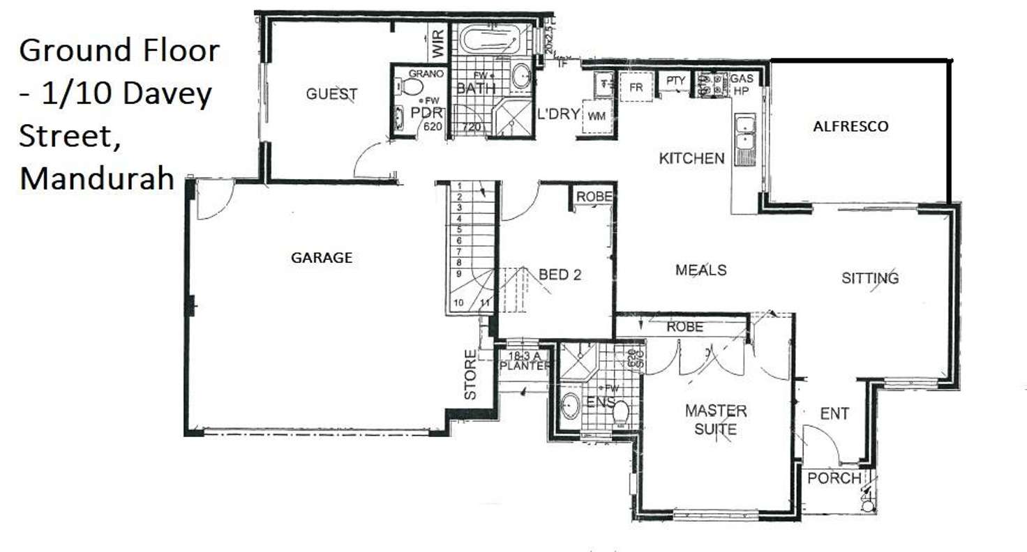 Floorplan of Homely unit listing, 1/10 Davey Street, Mandurah WA 6210