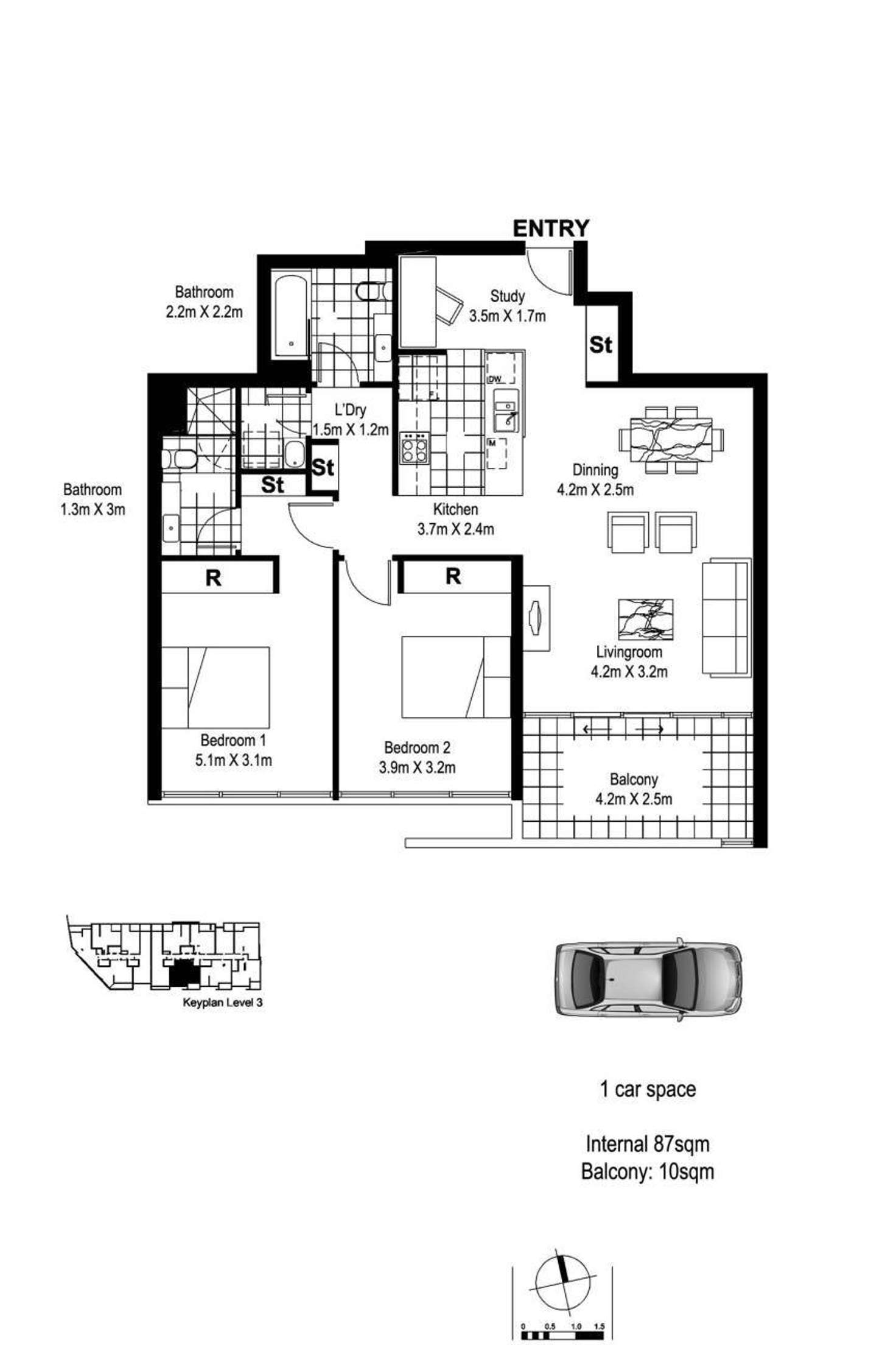 Floorplan of Homely apartment listing, B3.09/1 Jack Brabham Drive, Hurstville NSW 2220