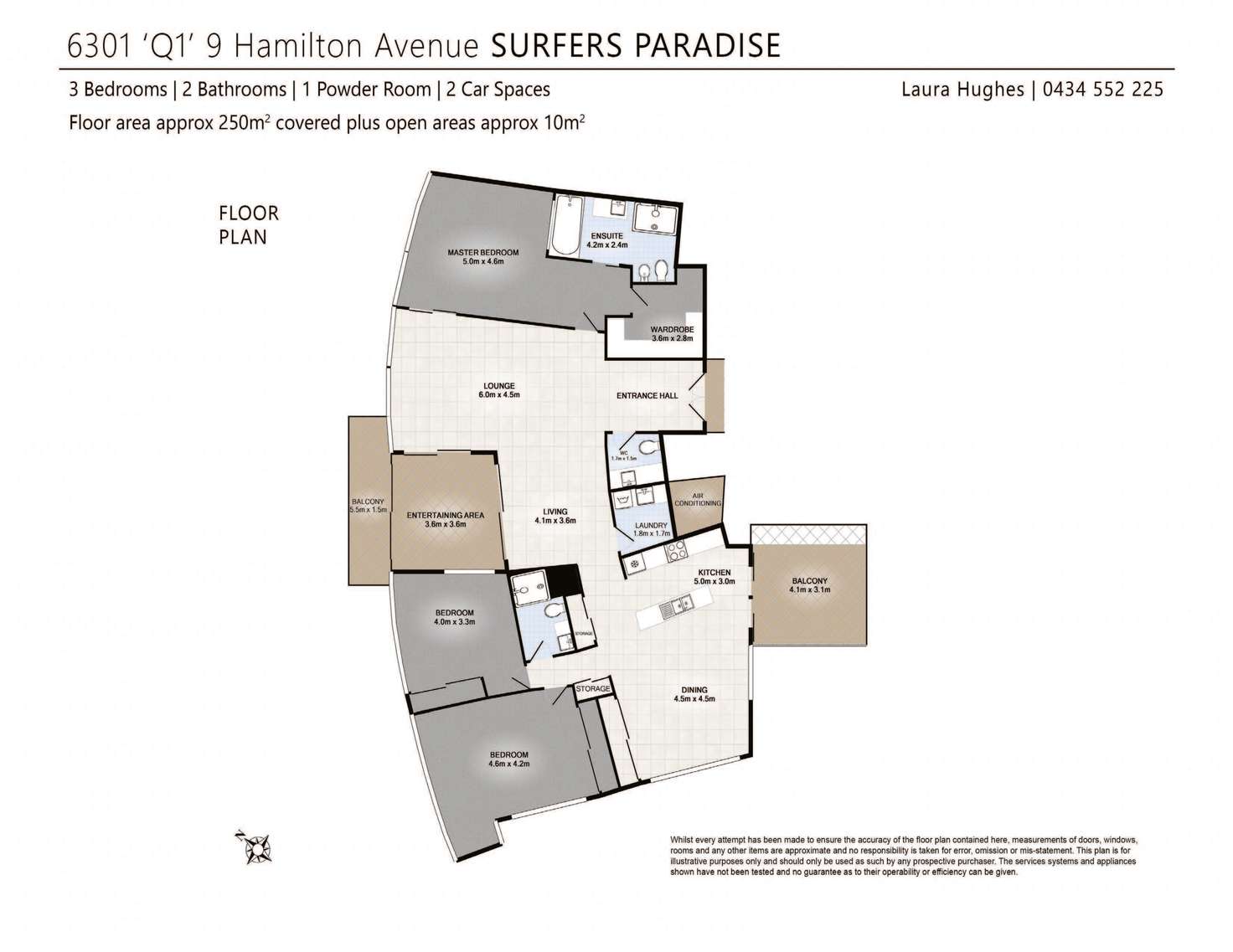 Floorplan of Homely apartment listing, 6301/9 Hamilton Avenue, Surfers Paradise QLD 4217