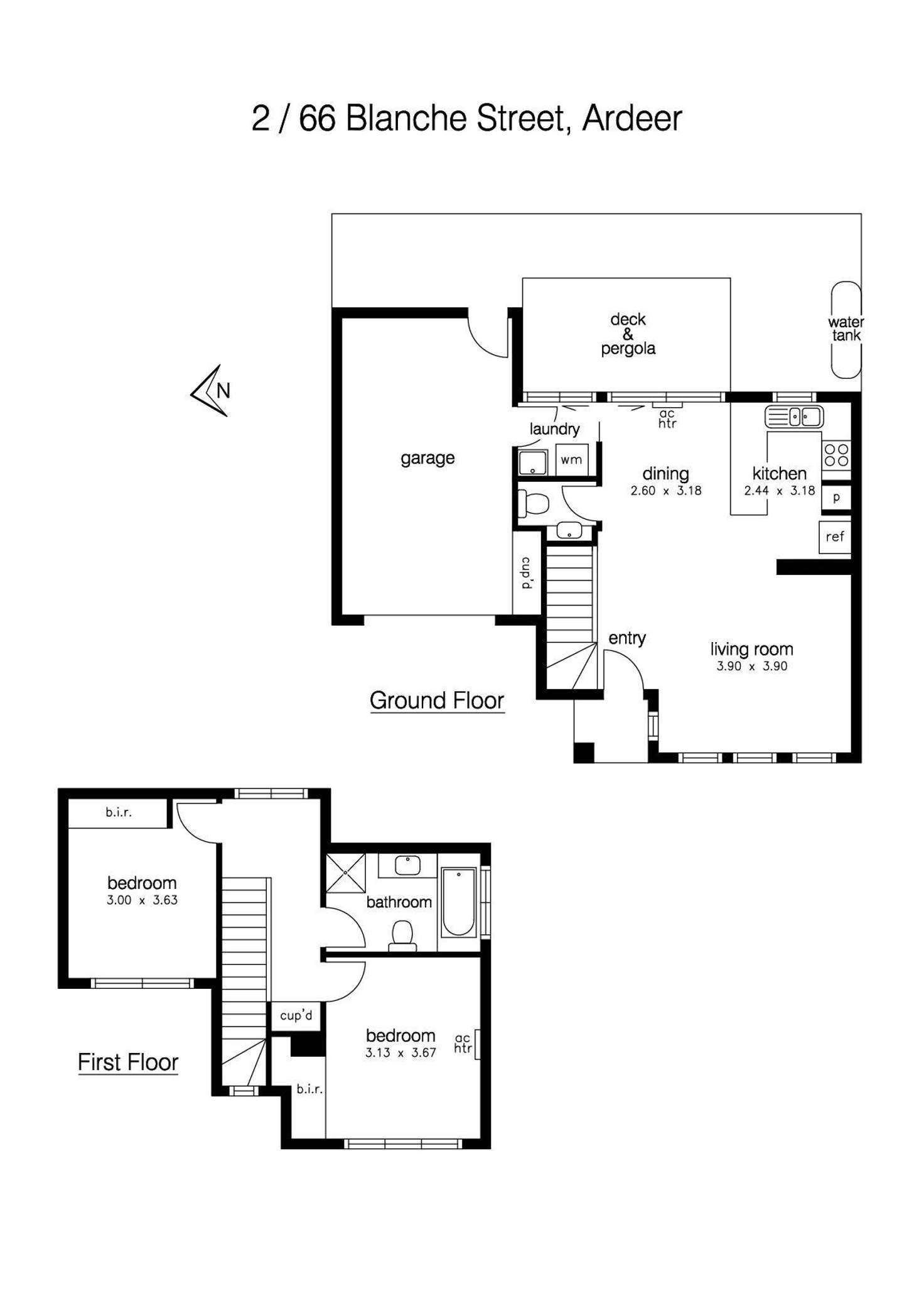 Floorplan of Homely townhouse listing, 2/66 Blanche Street, Ardeer VIC 3022