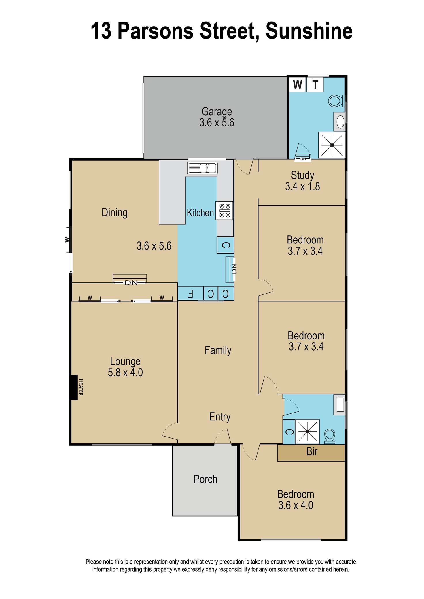 Floorplan of Homely house listing, 13 Parsons Street, Sunshine VIC 3020