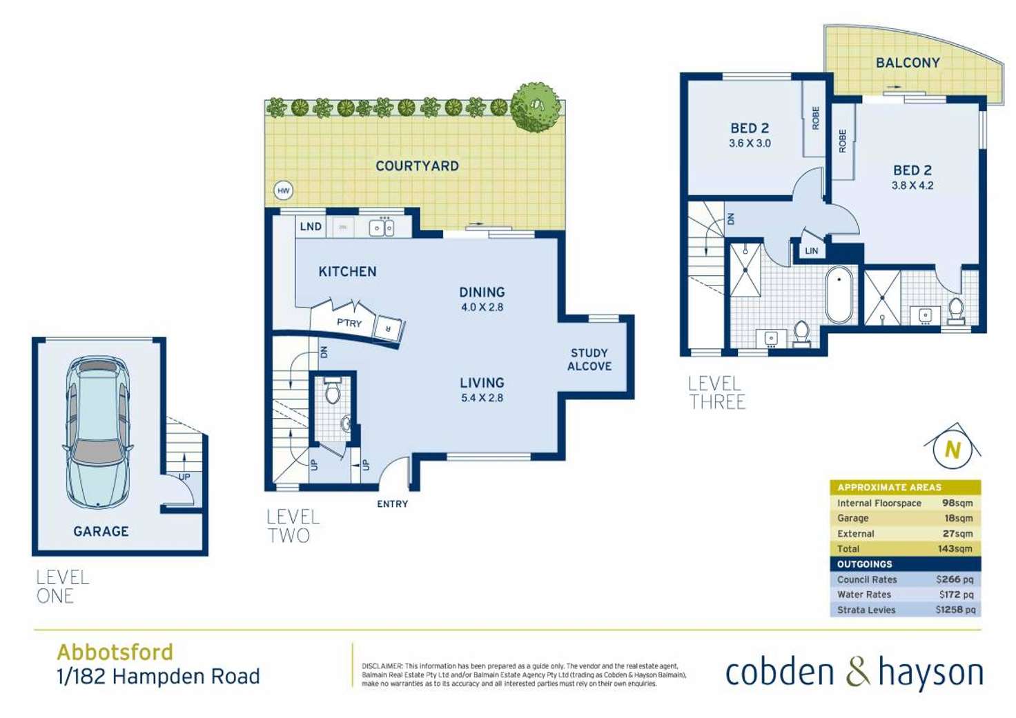 Floorplan of Homely townhouse listing, 1/182 Hampden Road, Abbotsford NSW 2046