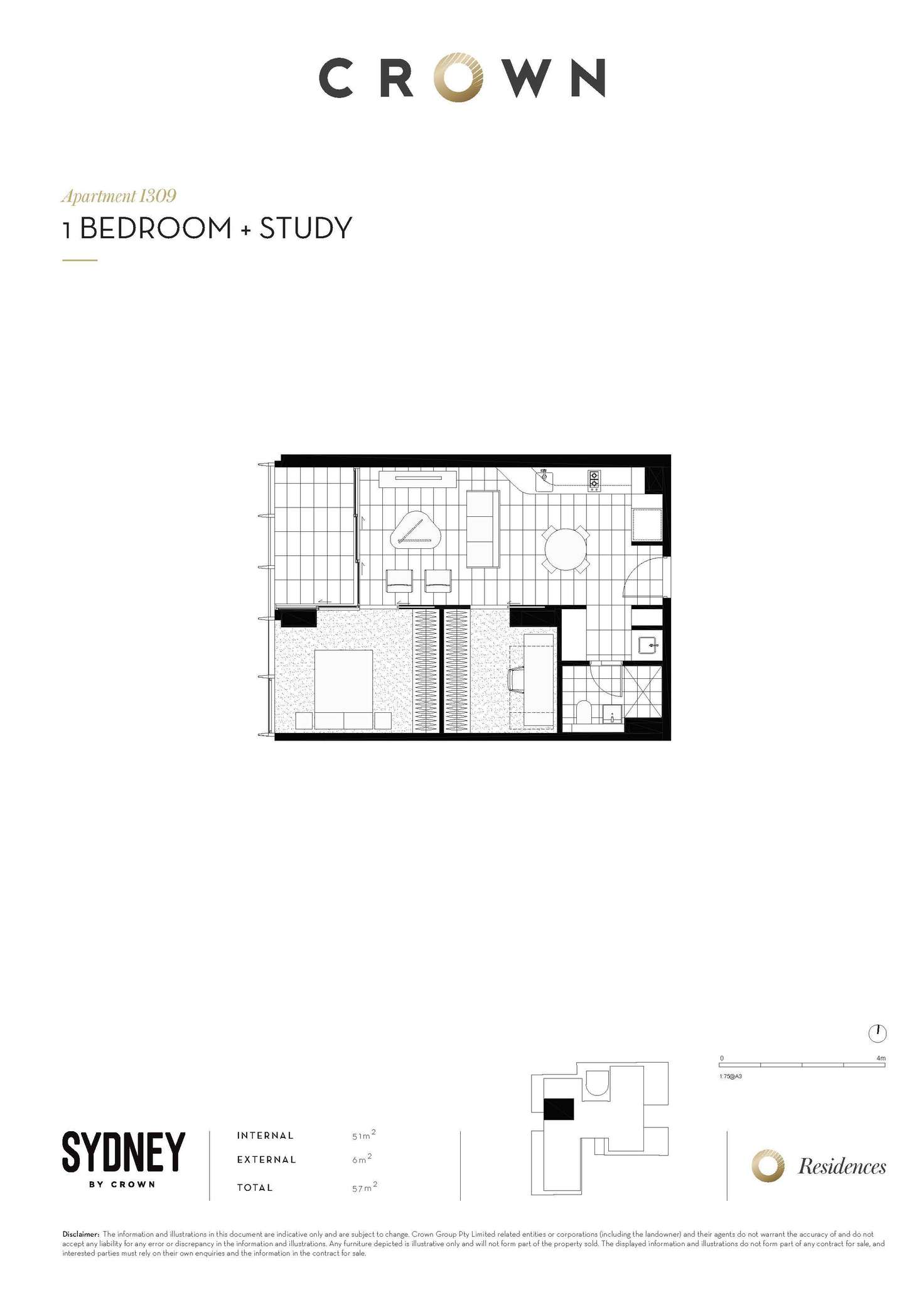 Floorplan of Homely apartment listing, 1309/161 Clarence Street, Sydney NSW 2000