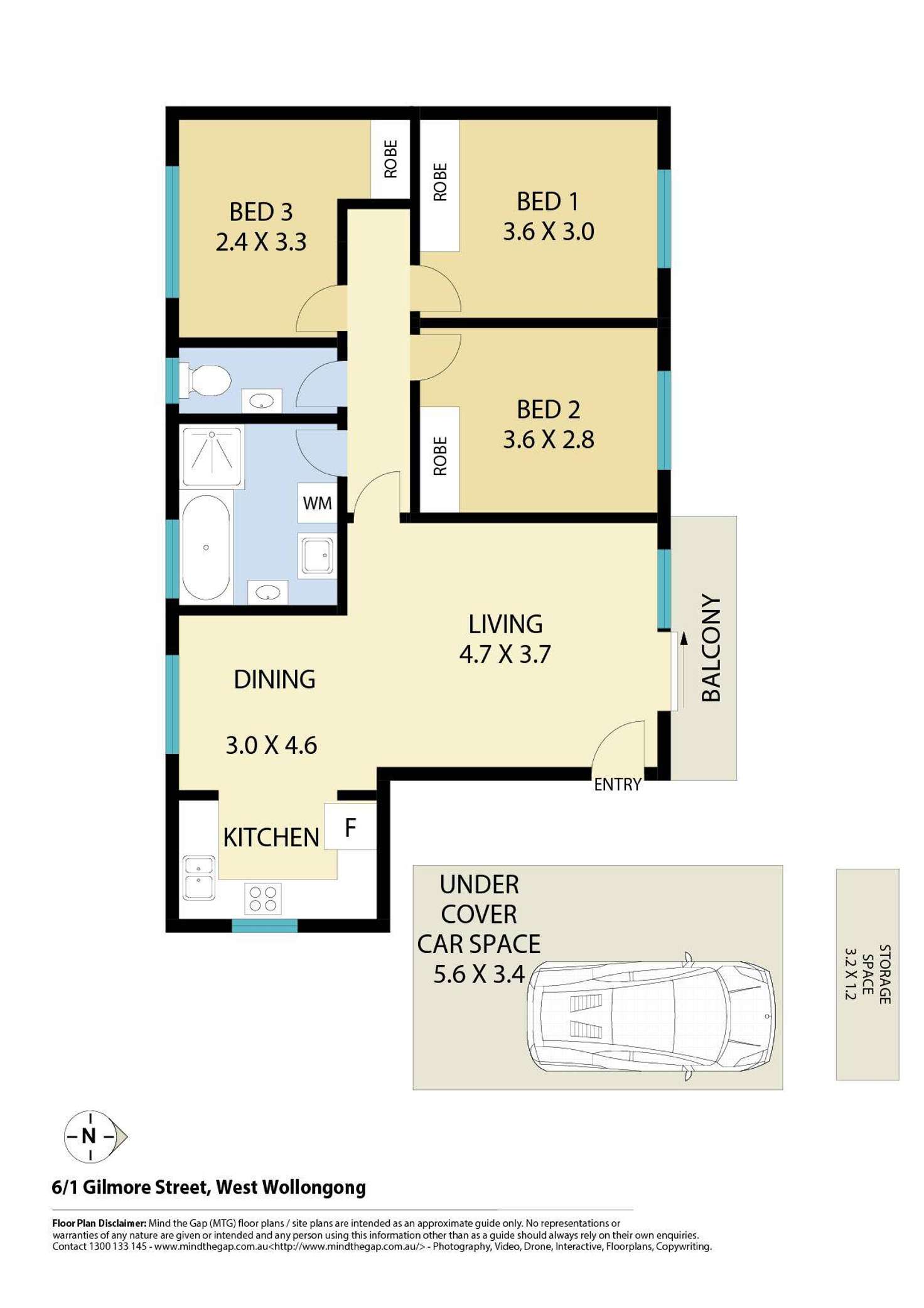 Floorplan of Homely apartment listing, 6/1 Gilmore Street, West Wollongong NSW 2500