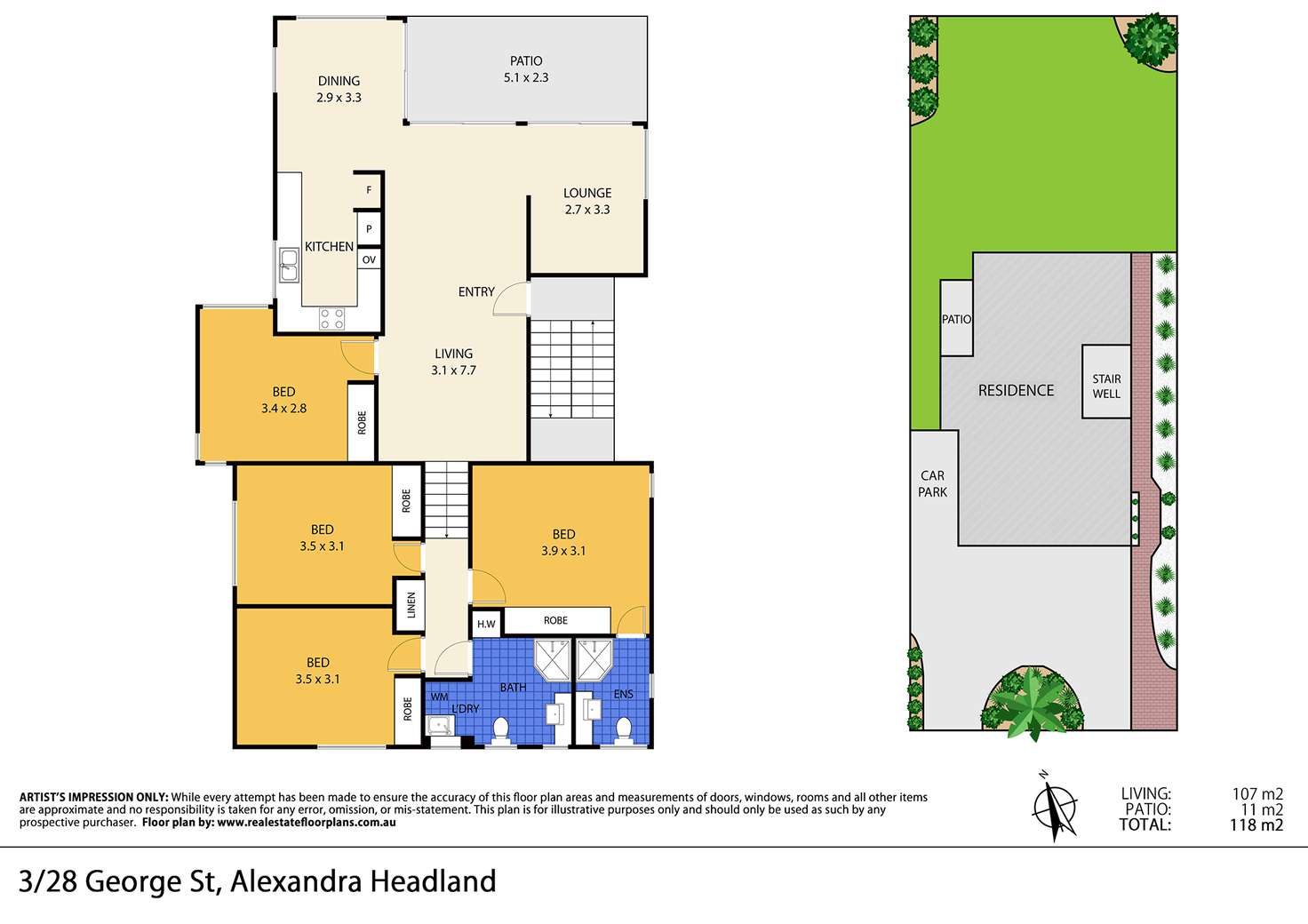 Floorplan of Homely unit listing, 3/28 George Street, Alexandra Headland QLD 4572