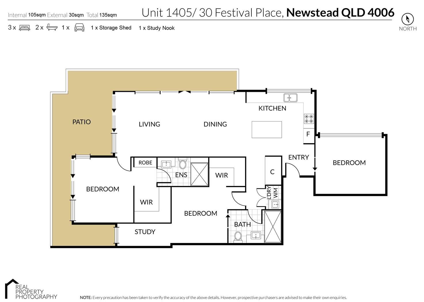 Floorplan of Homely apartment listing, 1405/30 Festival Place, Newstead QLD 4006