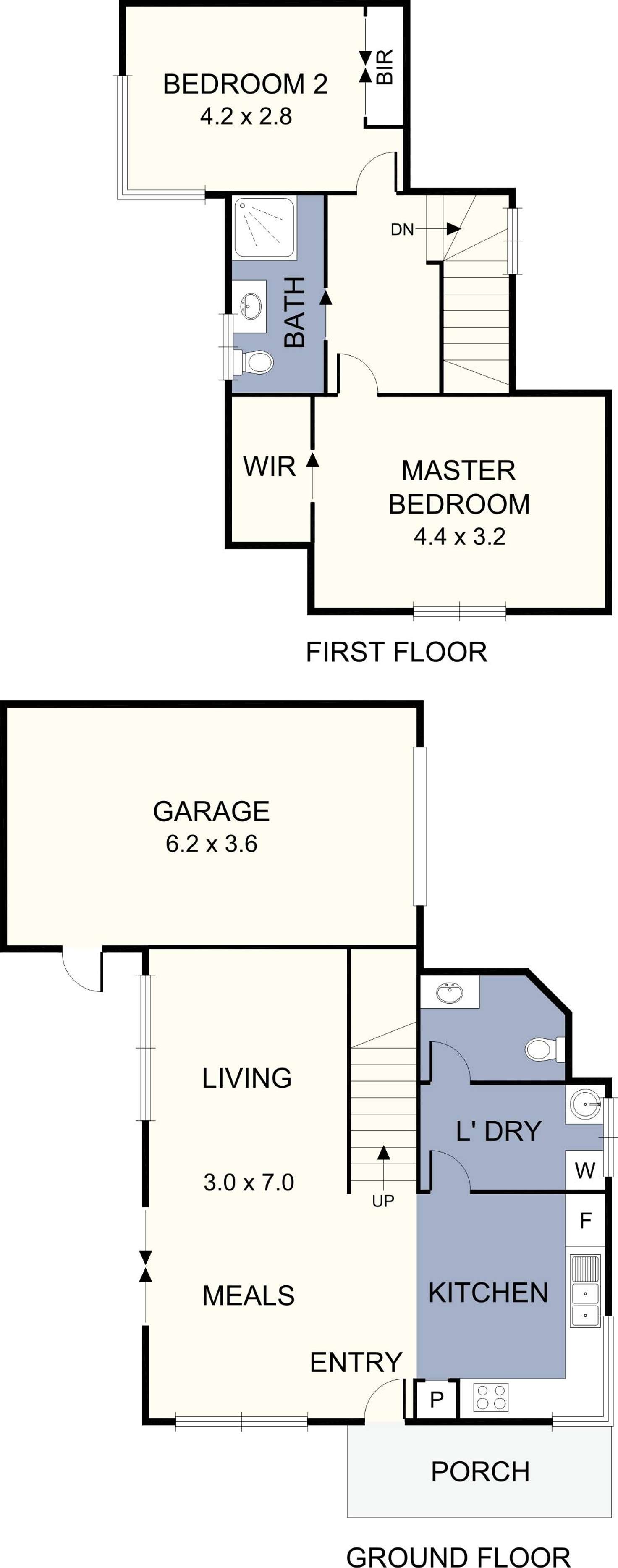 Floorplan of Homely townhouse listing, 1/107 Bindi Street, Glenroy VIC 3046