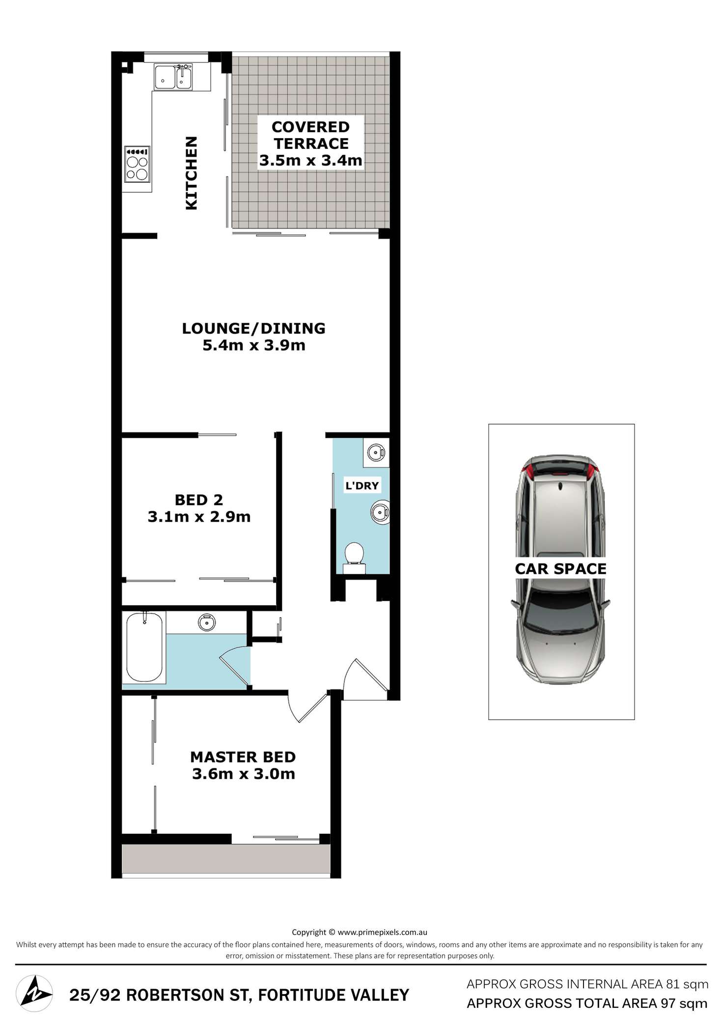 Floorplan of Homely unit listing, 25/92 Robertson Street, Fortitude Valley QLD 4006