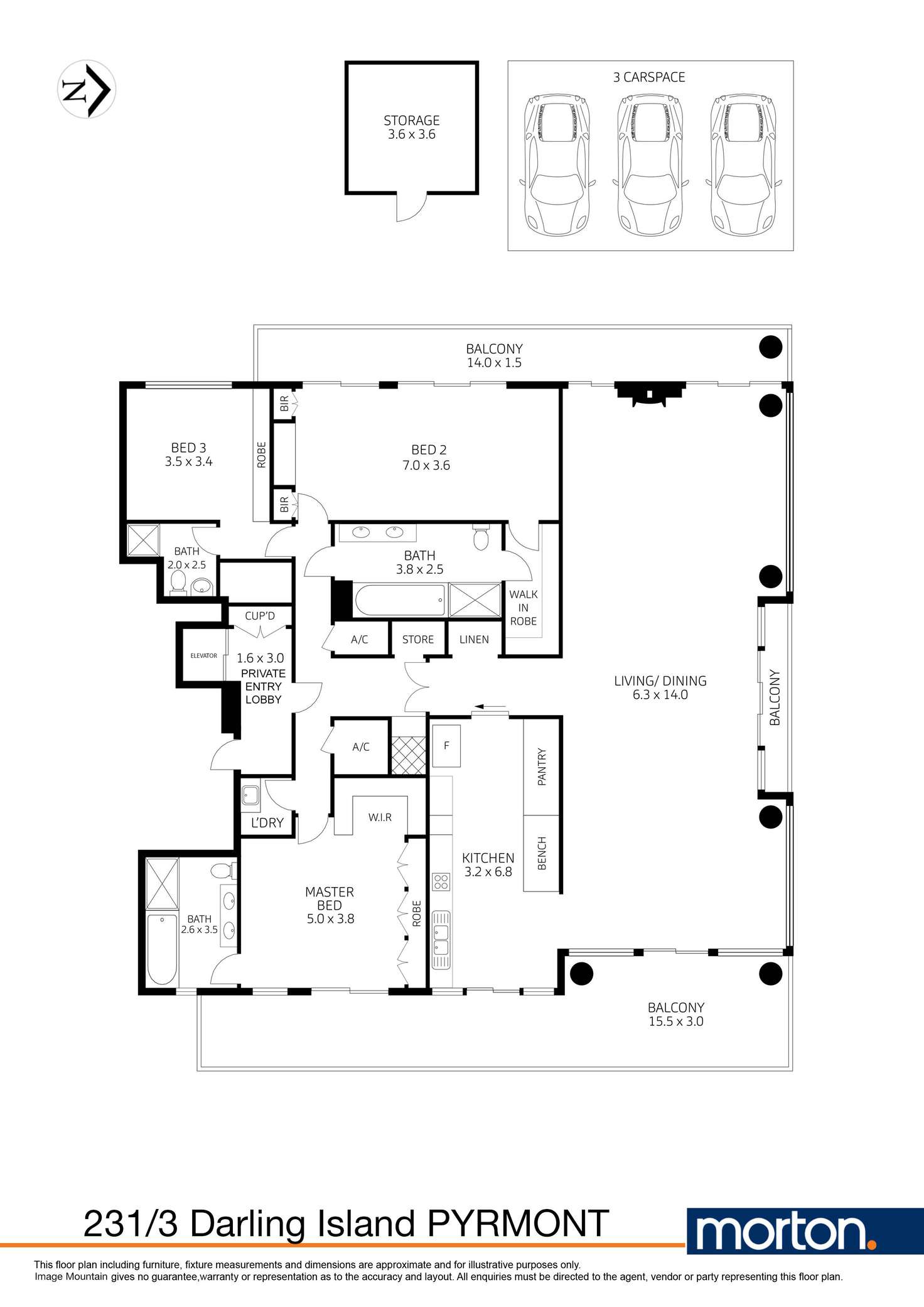 Floorplan of Homely apartment listing, 231/3 Darling Island Road, Pyrmont NSW 2009