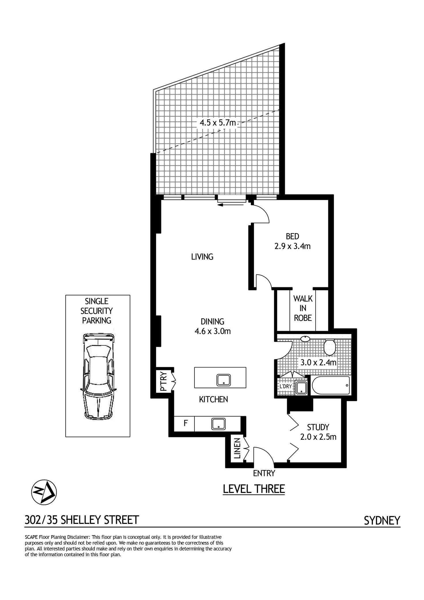Floorplan of Homely apartment listing, 302/35 Shelley Street, Sydney NSW 2000