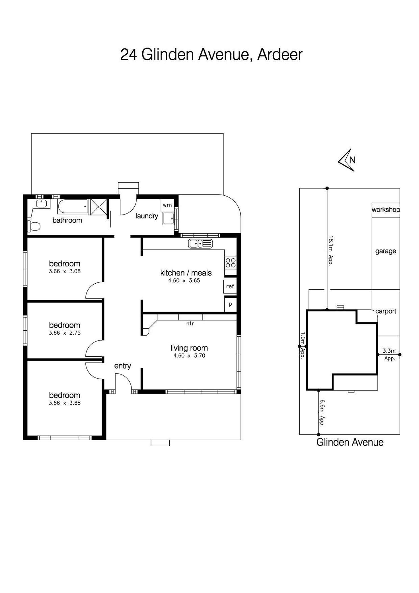 Floorplan of Homely house listing, 24 Glinden Avenue, Ardeer VIC 3022