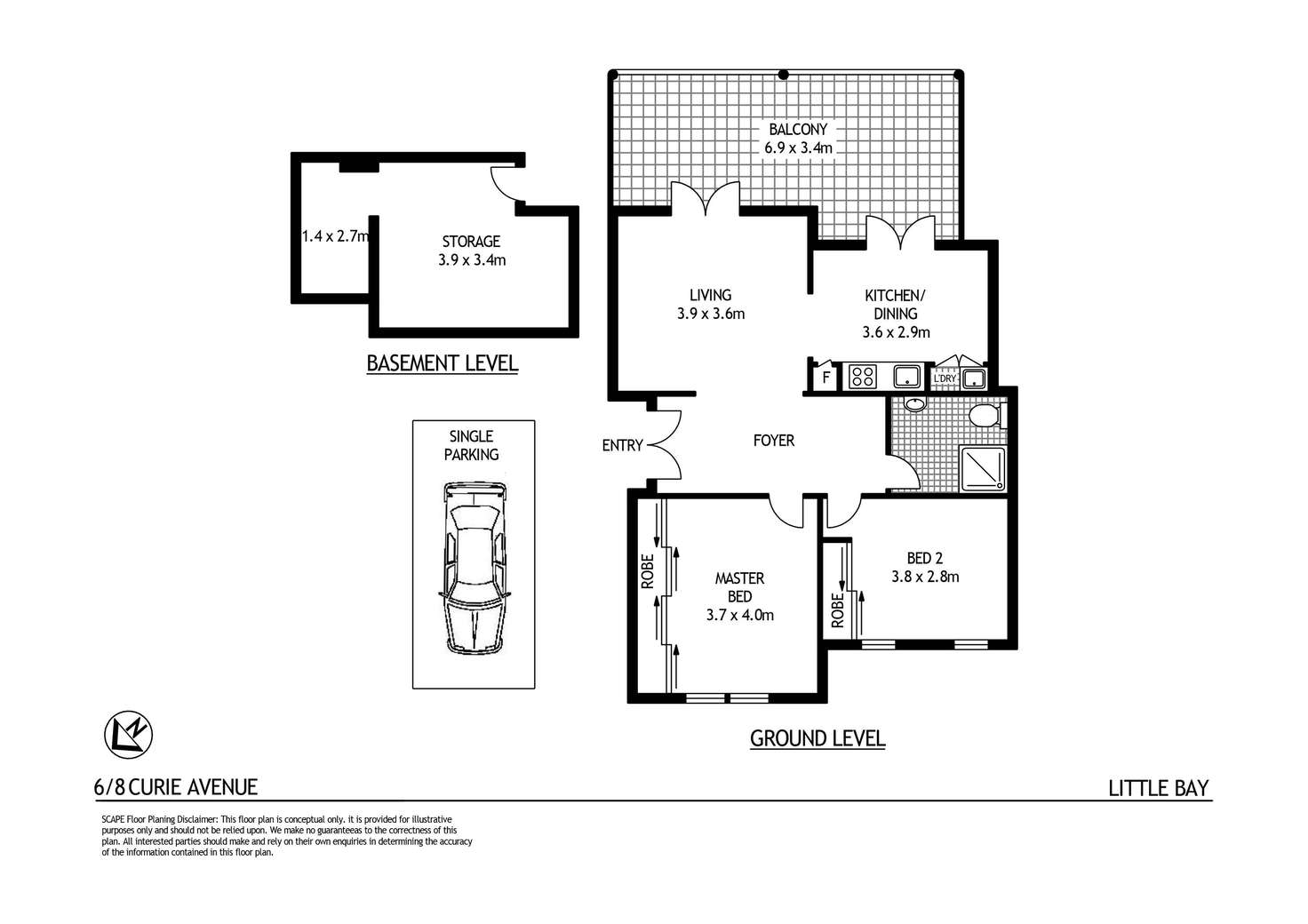 Floorplan of Homely apartment listing, 6/8 Curie Avenue, Little Bay NSW 2036
