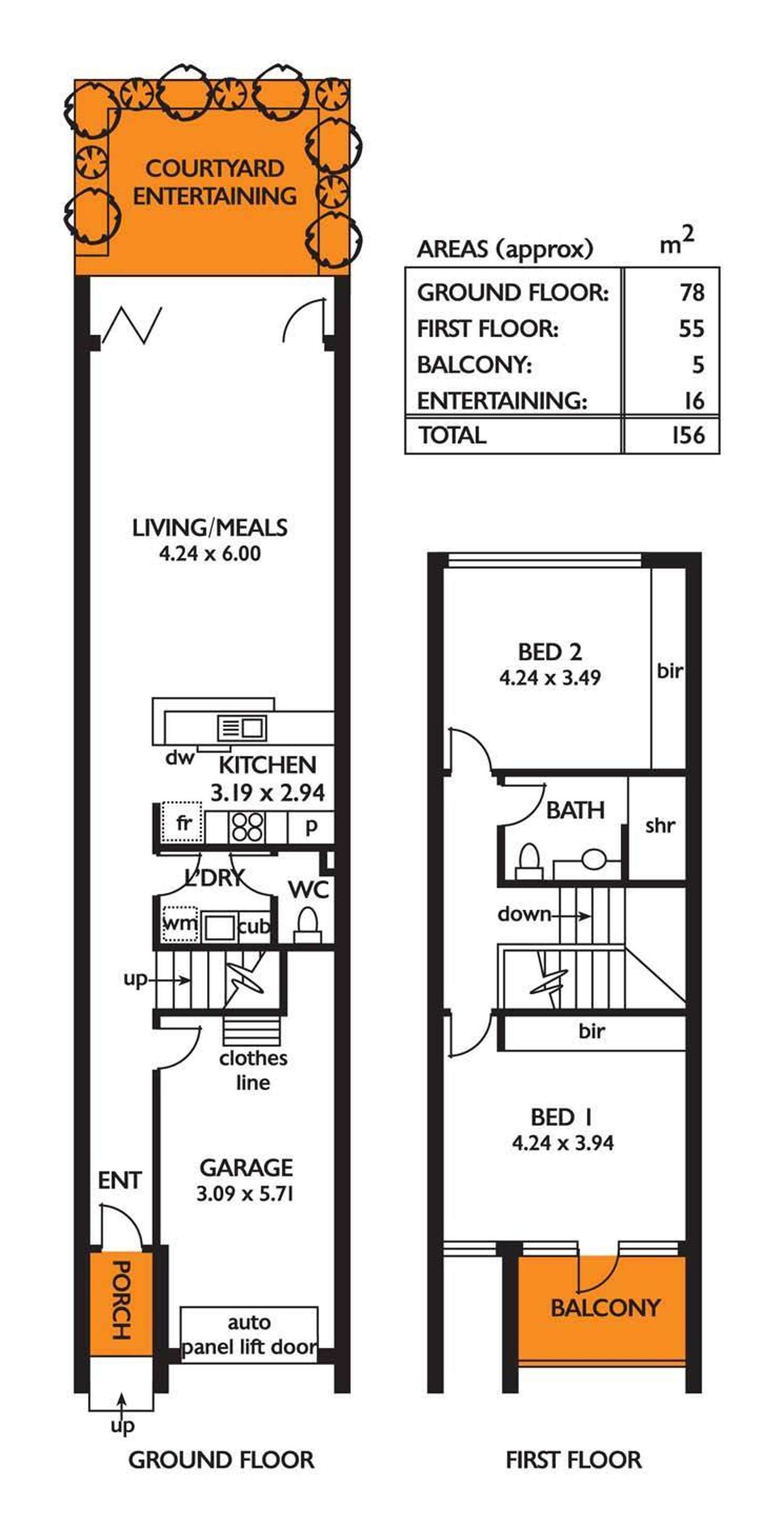Floorplan of Homely townhouse listing, 14 Tomsey Lane, Adelaide SA 5000