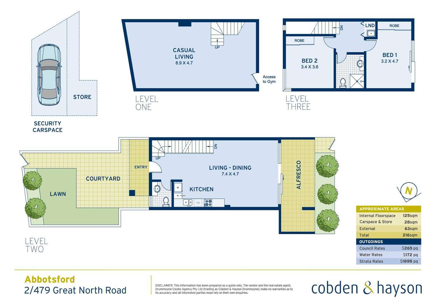 Floorplan of Homely townhouse listing, 2/479 Great North Road, Abbotsford NSW 2046