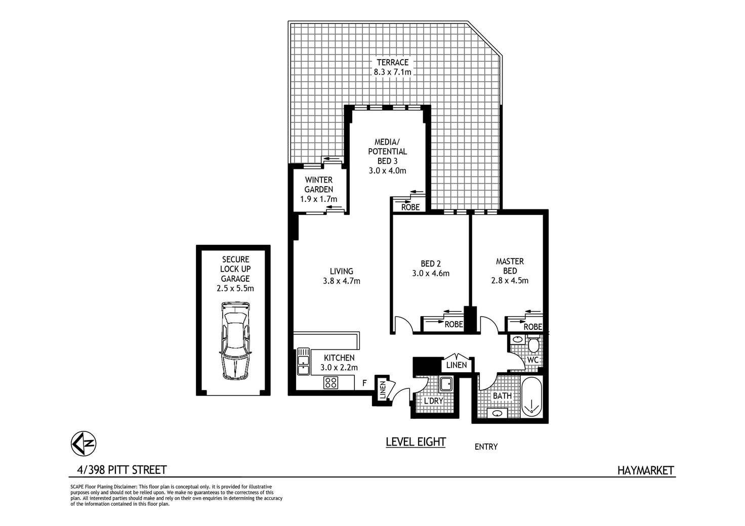 Floorplan of Homely apartment listing, 4/398 Pitt Street, Haymarket NSW 2000