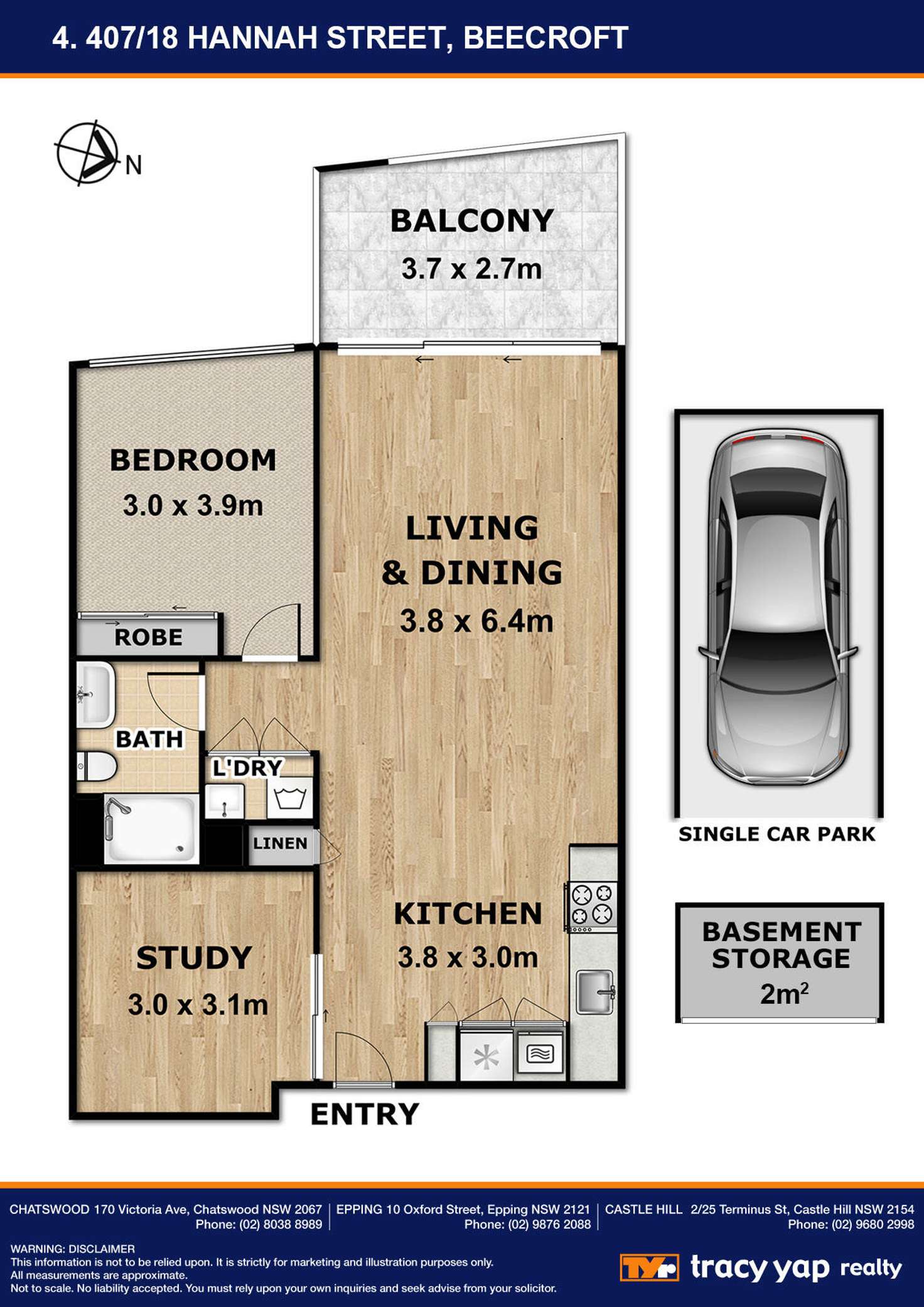 Floorplan of Homely apartment listing, 4.407/18 Hannah Street, Beecroft NSW 2119