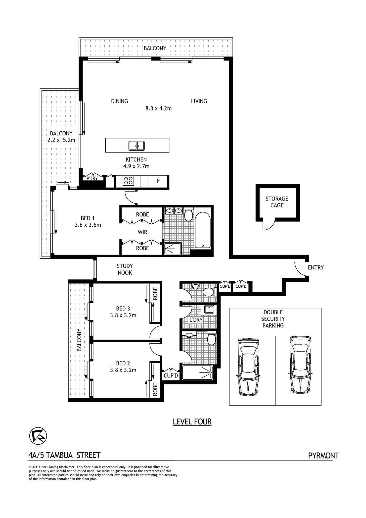 Floorplan of Homely apartment listing, 4A/5 Tambua Street, Pyrmont NSW 2009