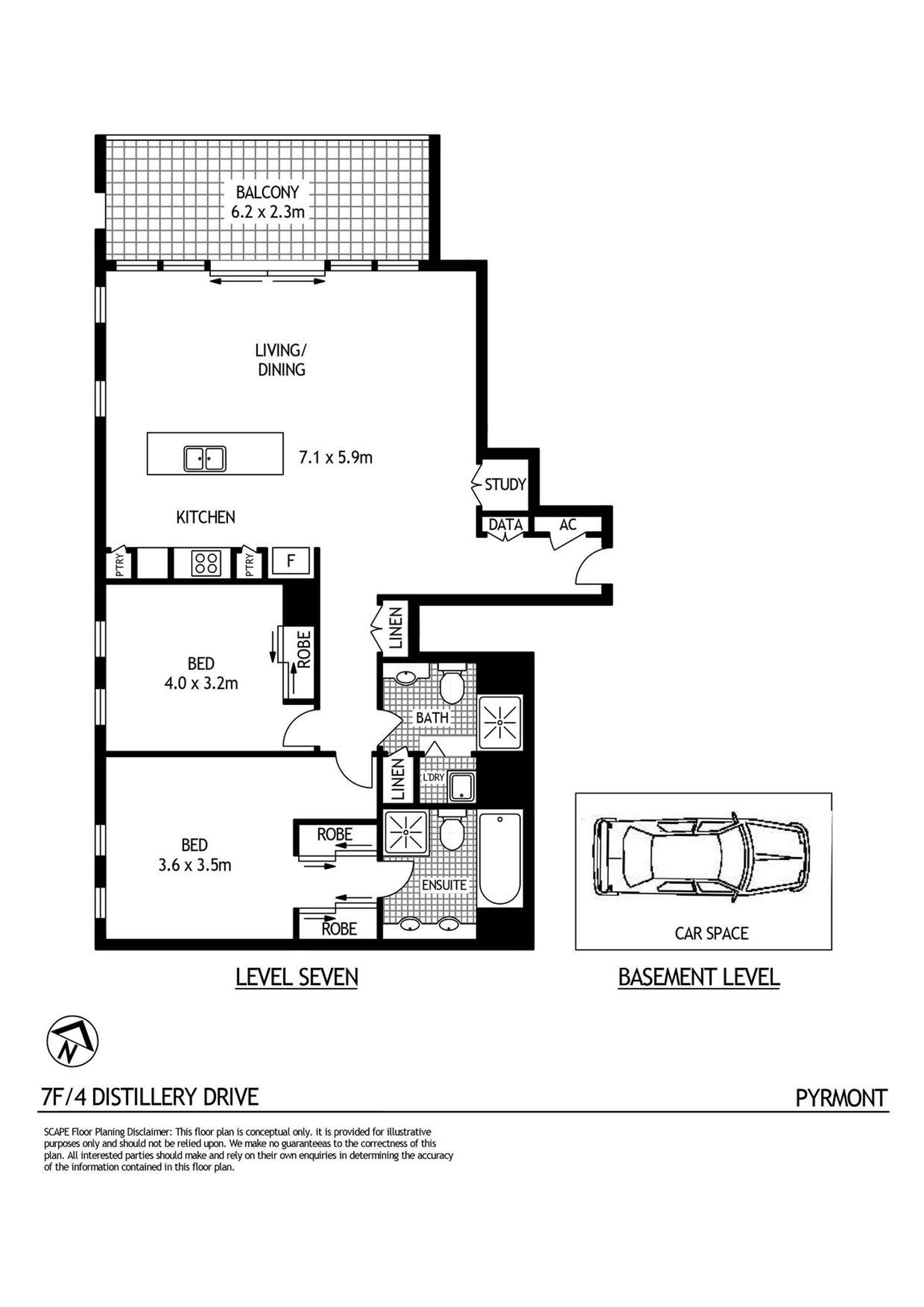 Floorplan of Homely apartment listing, 7F/4 Distillery Drive, Pyrmont NSW 2009