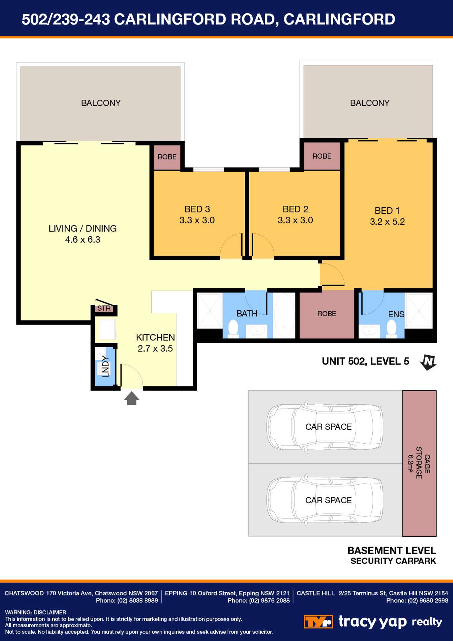 Floorplan of Homely apartment listing, 502/239-243 Carlingford Road, Carlingford NSW 2118