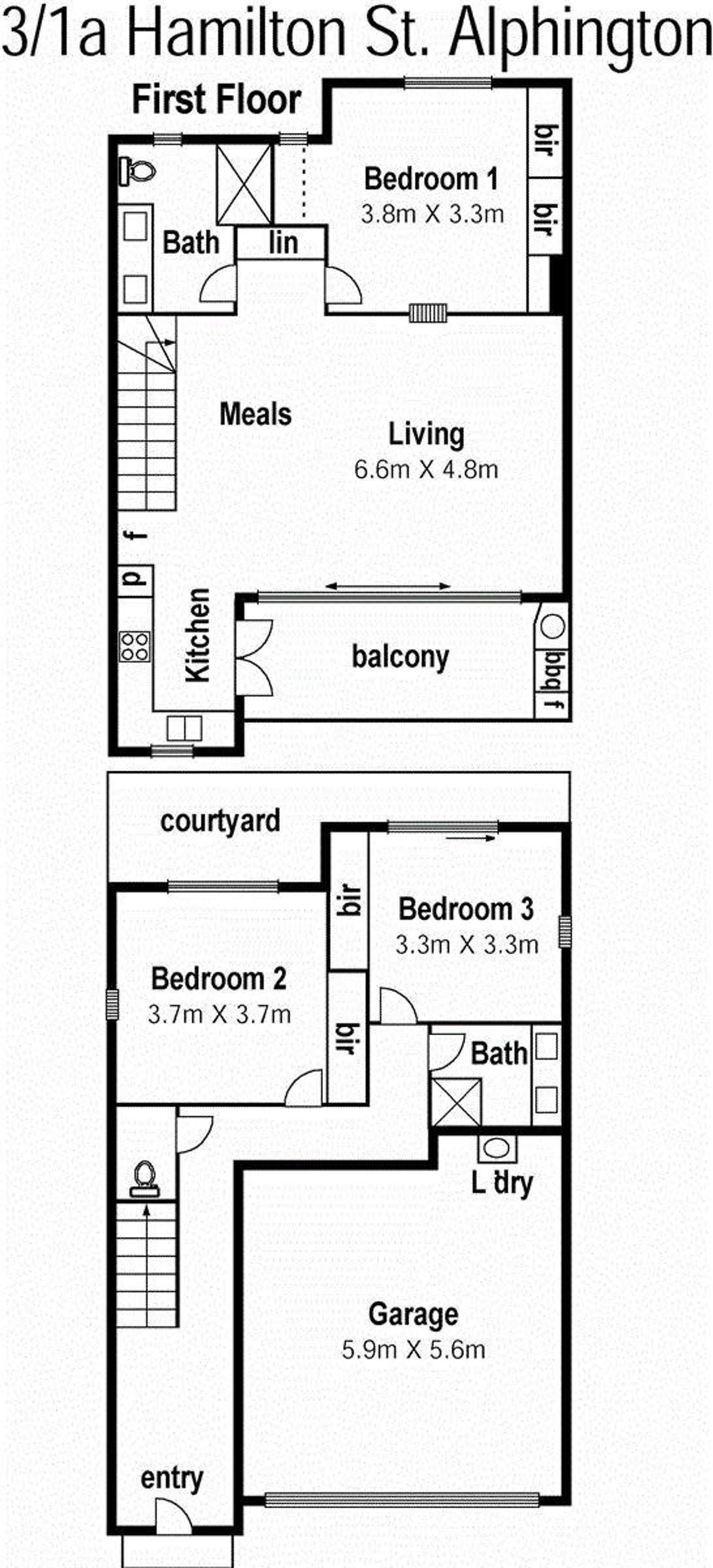 Floorplan of Homely townhouse listing, 3/1A Hamilton Street, Alphington VIC 3078