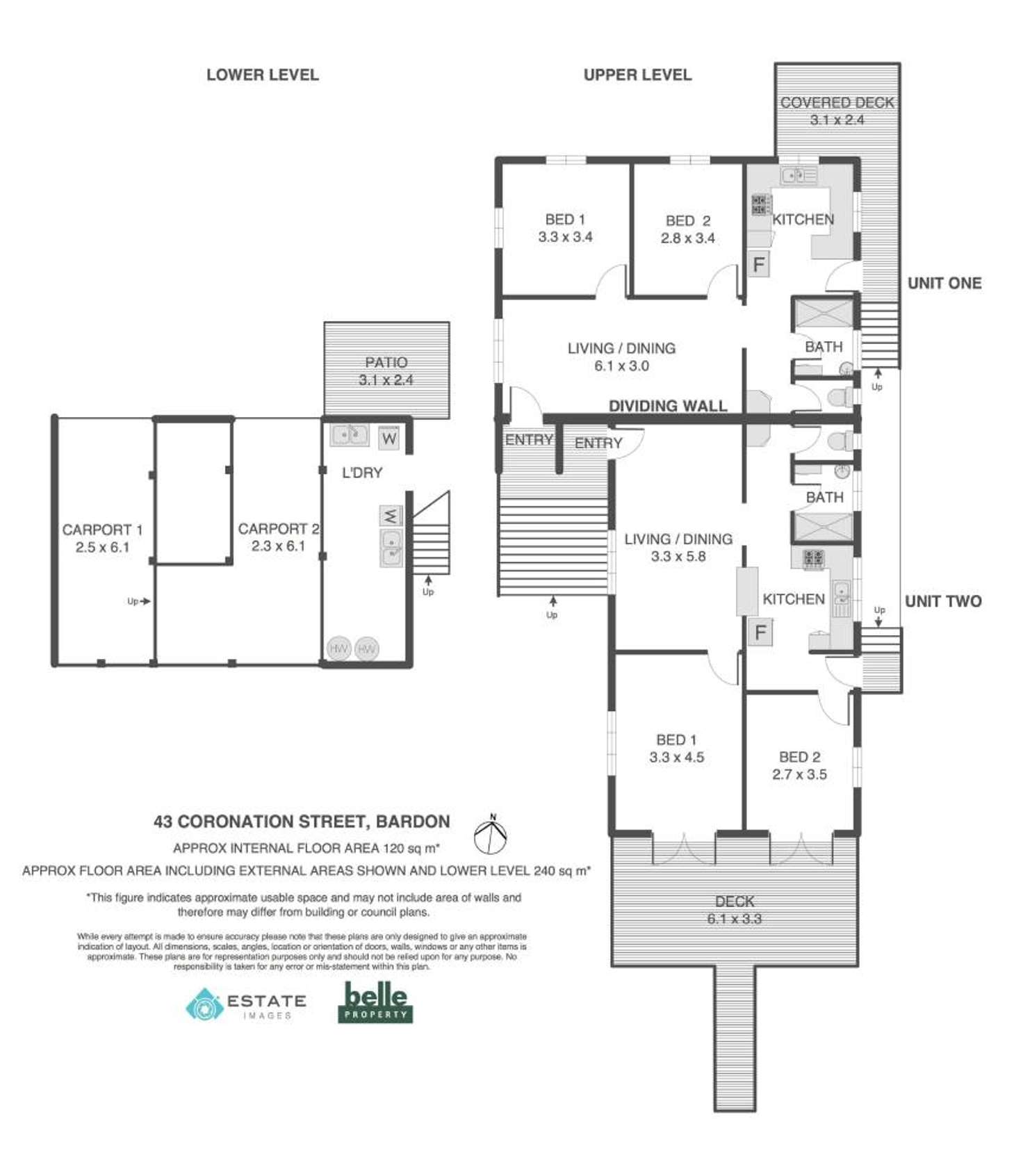 Floorplan of Homely semiDetached listing, 43 Coronation Street, Bardon QLD 4065