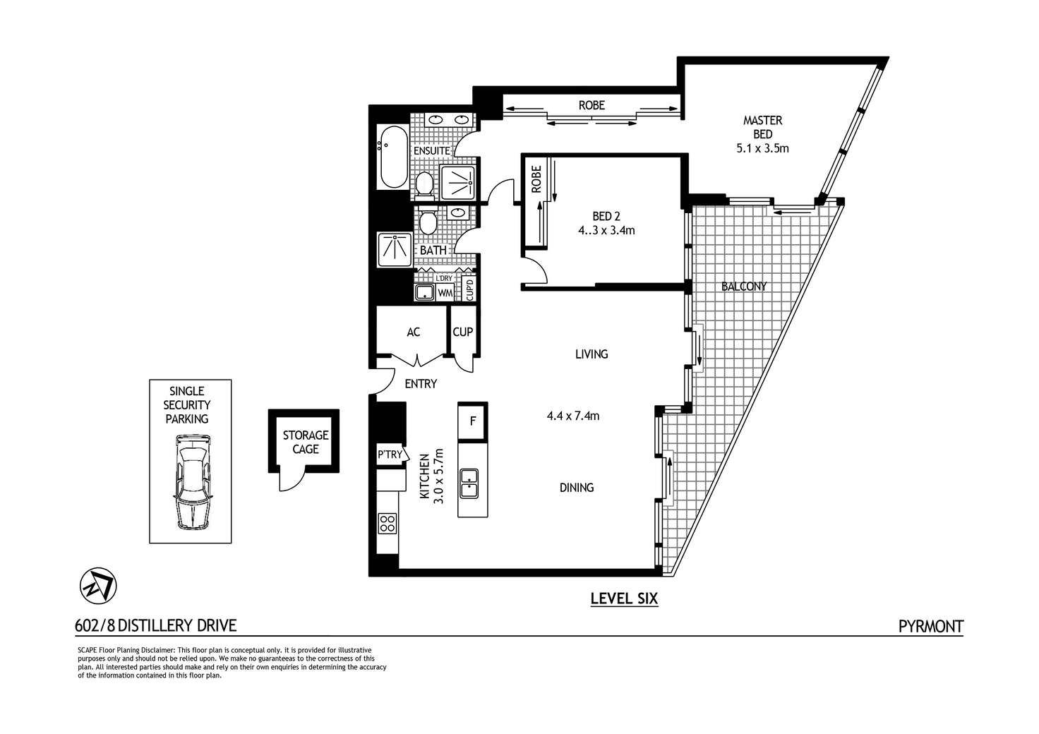 Floorplan of Homely apartment listing, 602/8 Distillery Drive, Pyrmont NSW 2009