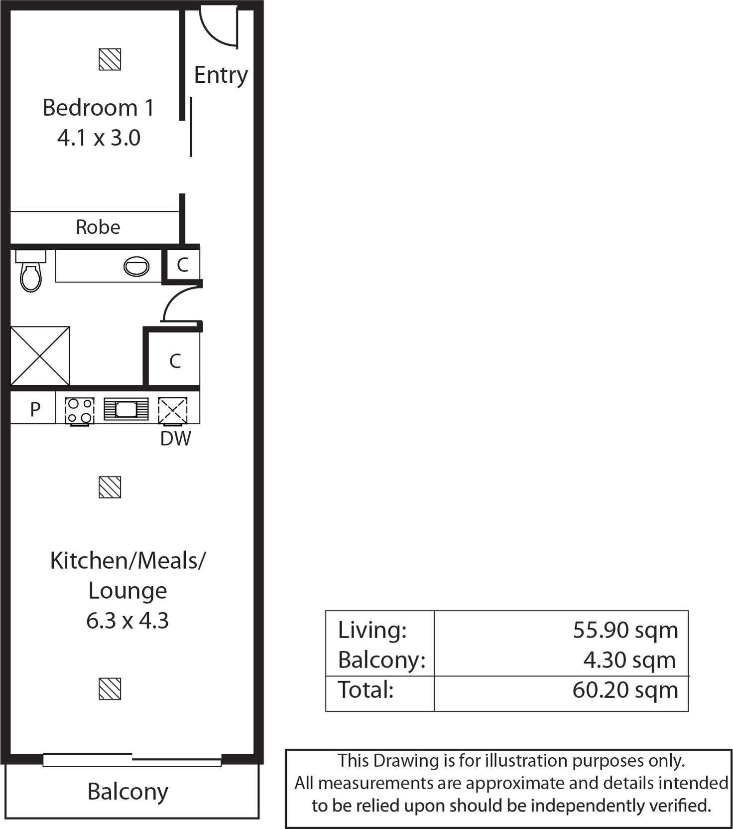 Floorplan of Homely apartment listing, 611/15 Vaughan Place, Adelaide SA 5000
