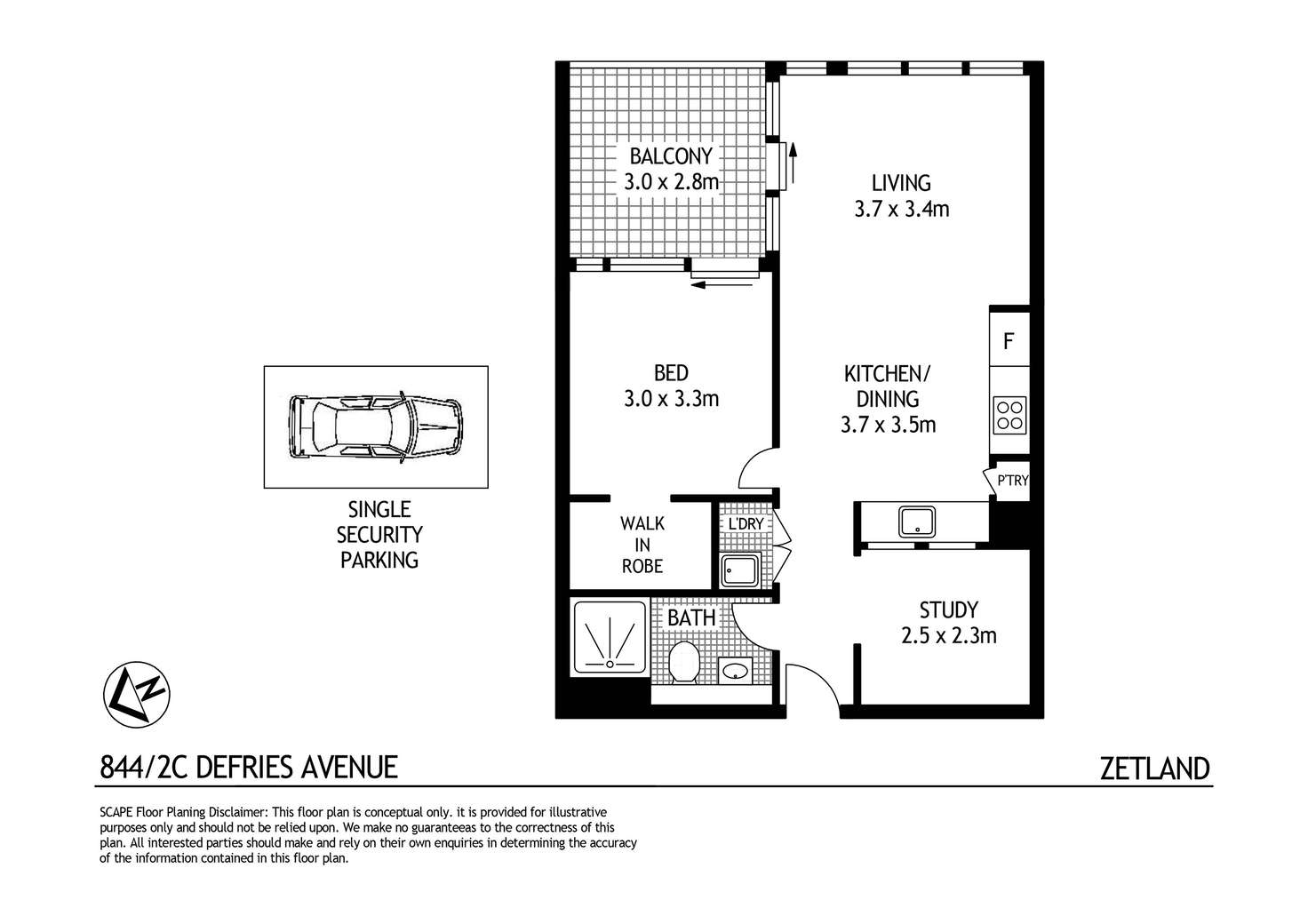 Floorplan of Homely apartment listing, 844/2C Defries Avenue, Zetland NSW 2017