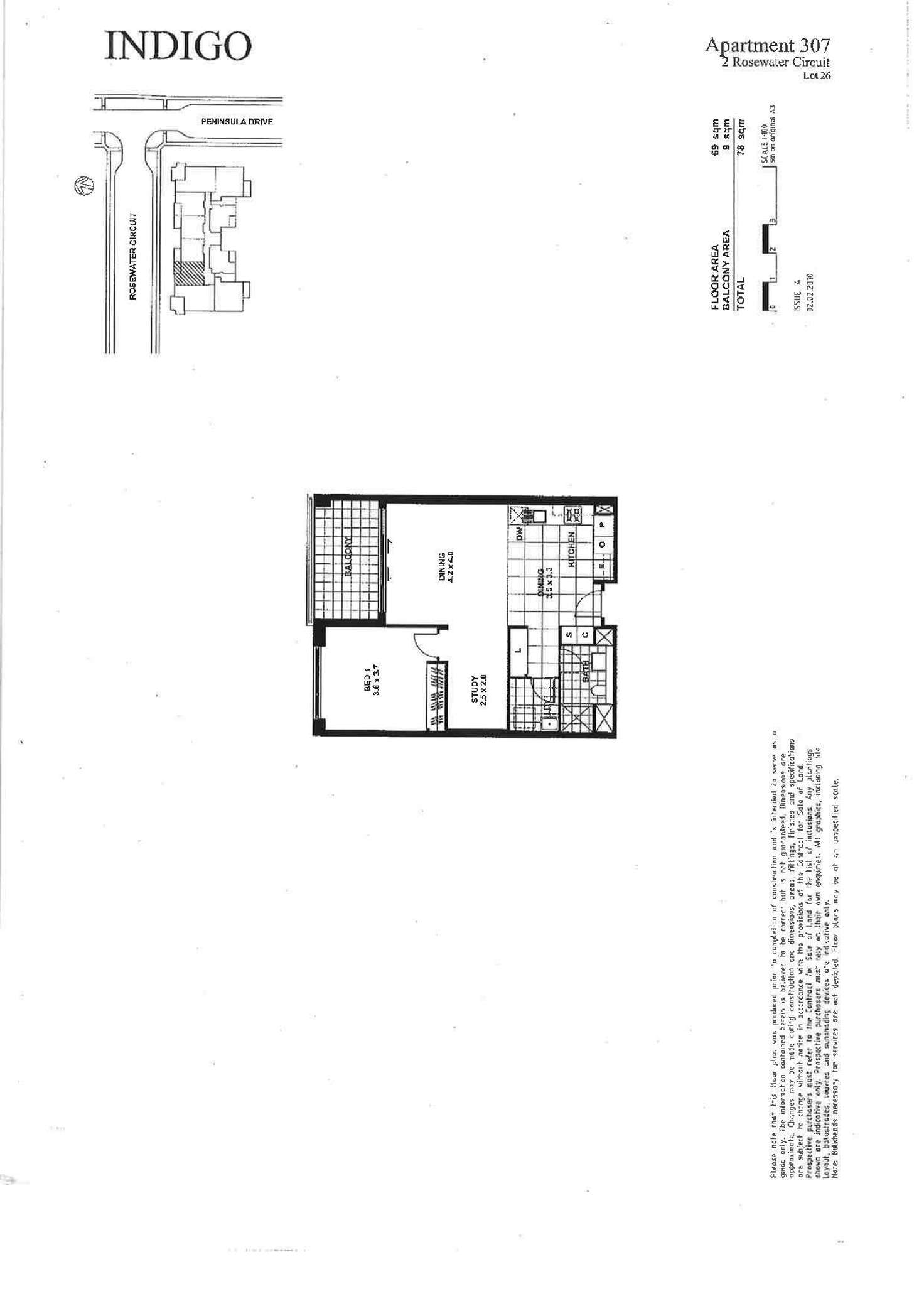 Floorplan of Homely apartment listing, 307/2 Rosewater Circuit, Breakfast Point NSW 2137