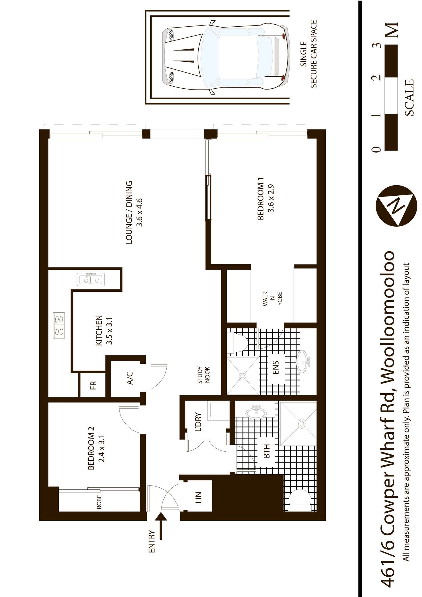 Floorplan of Homely apartment listing, 461/6 Cowper Wharf Roadway, Woolloomooloo NSW 2011