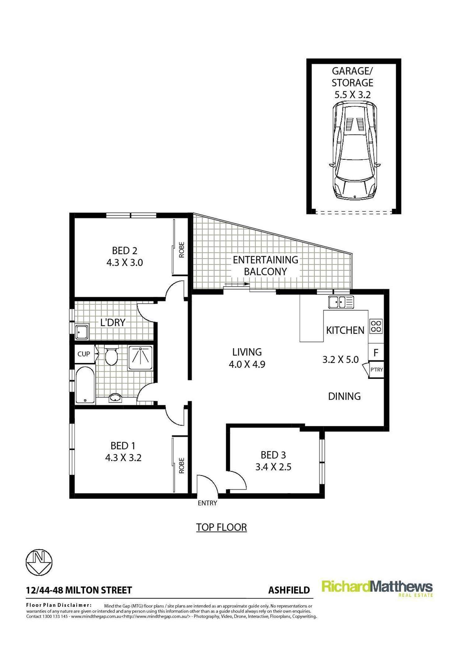 Floorplan of Homely apartment listing, 12/44-48 Milton Street, Ashfield NSW 2131