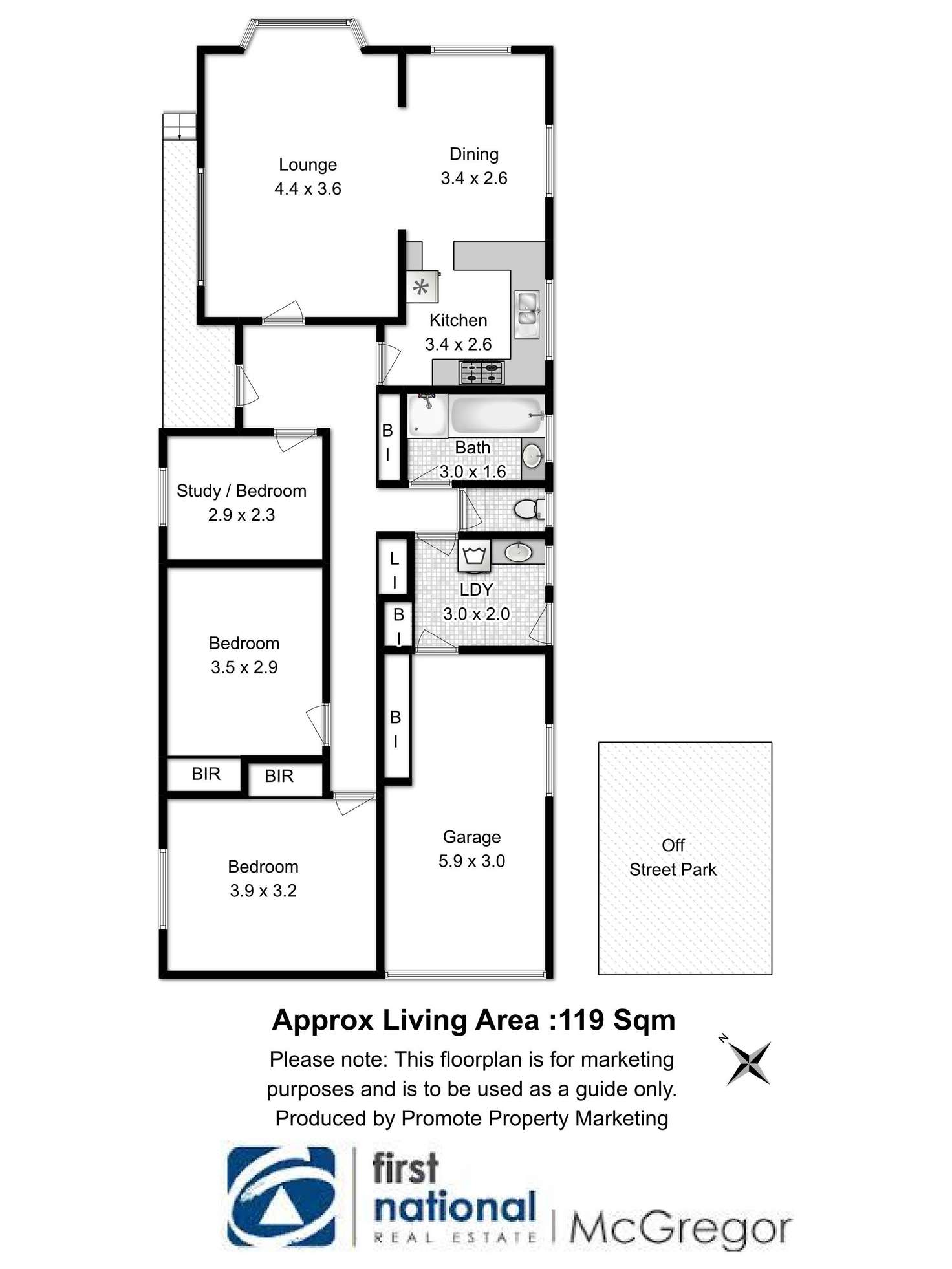 Floorplan of Homely unit listing, 2/1 Park Street, Bellerive TAS 7018