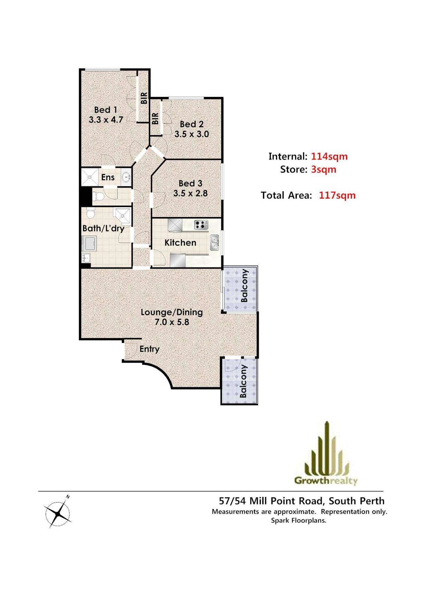 Floorplan of Homely apartment listing, Level 5/57/54 Mill Point Road, South Perth WA 6151