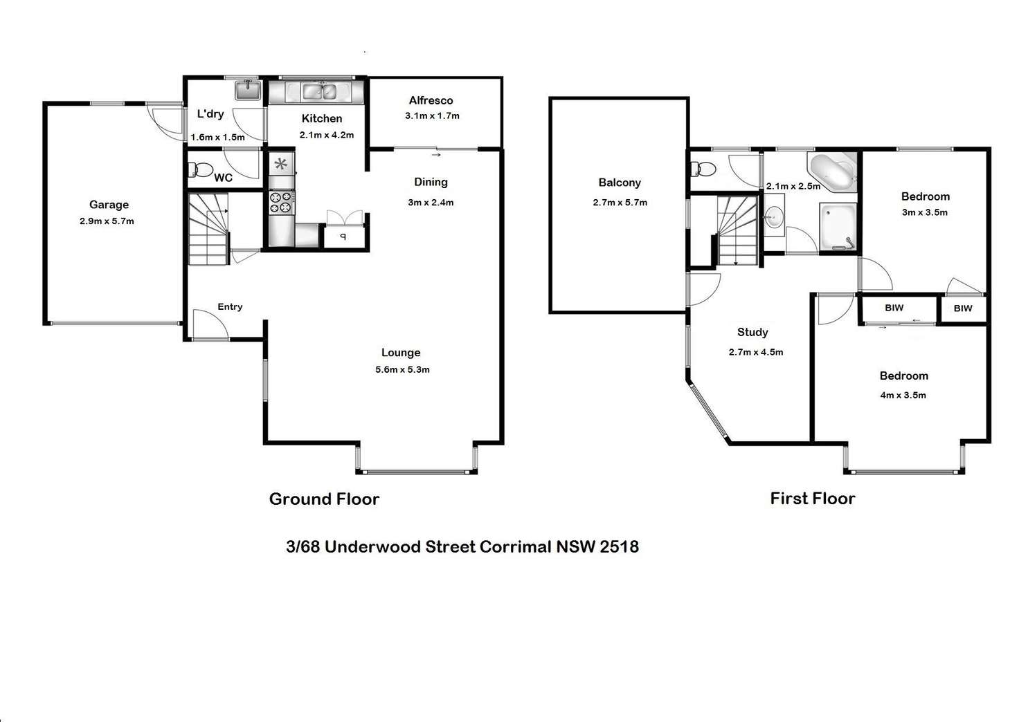 Floorplan of Homely townhouse listing, 3/68 Underwood Street, Corrimal NSW 2518