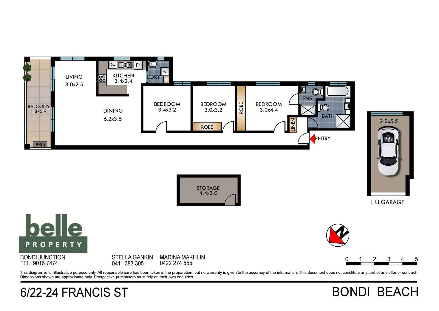 Floorplan of Homely apartment listing, 6/22-24 Francis Street, Bondi Beach NSW 2026