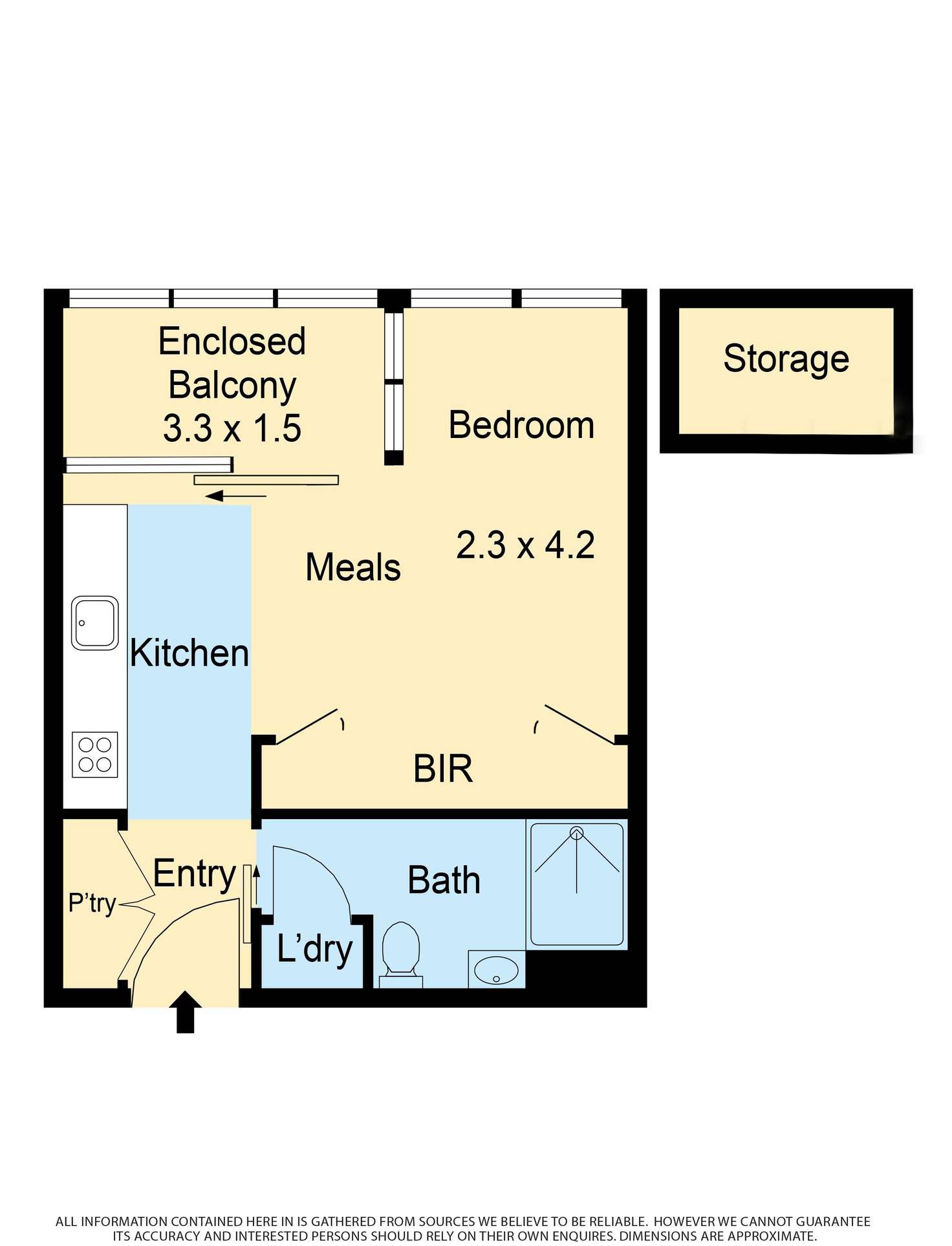 Floorplan of Homely studio listing, 405M/60 Stanley Street, Collingwood VIC 3066