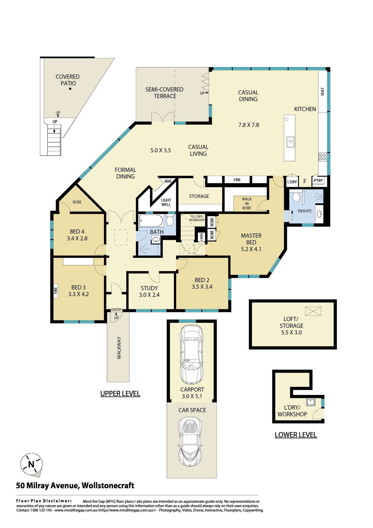 Floorplan of Homely semiDetached listing, 50 Milray Avenue, Wollstonecraft NSW 2065