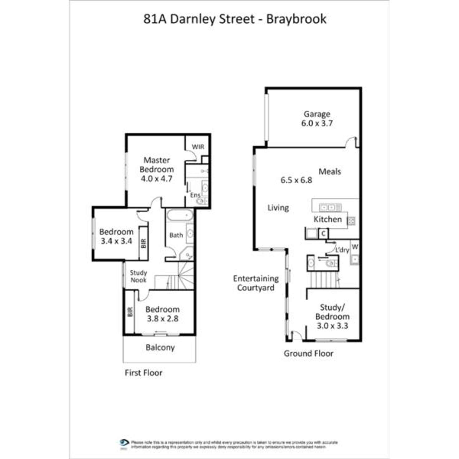 Floorplan of Homely townhouse listing, 81A Darnley Street, Braybrook VIC 3019