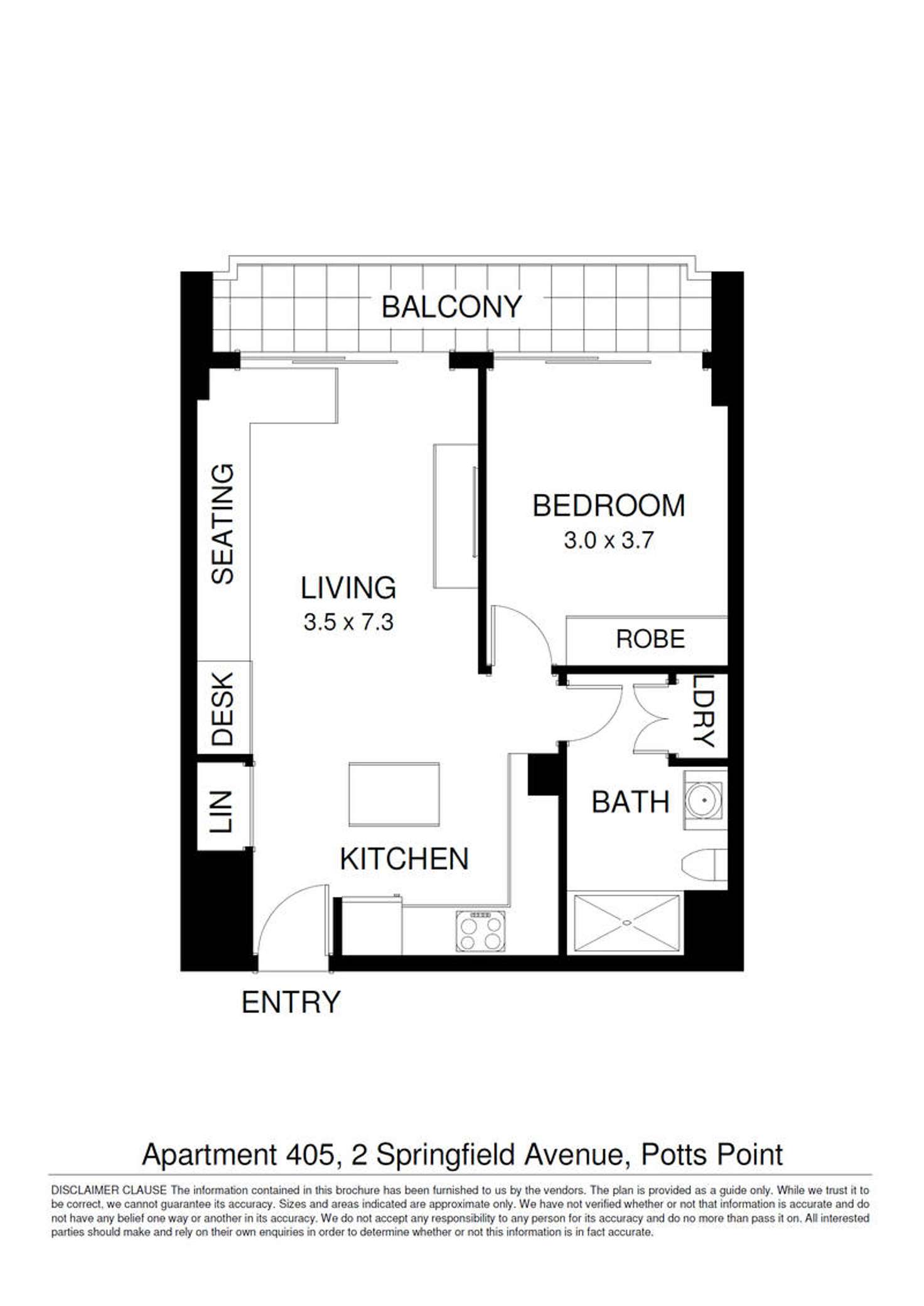 Floorplan of Homely apartment listing, Level 4/405/2 Springfield Avenue, Potts Point NSW 2011
