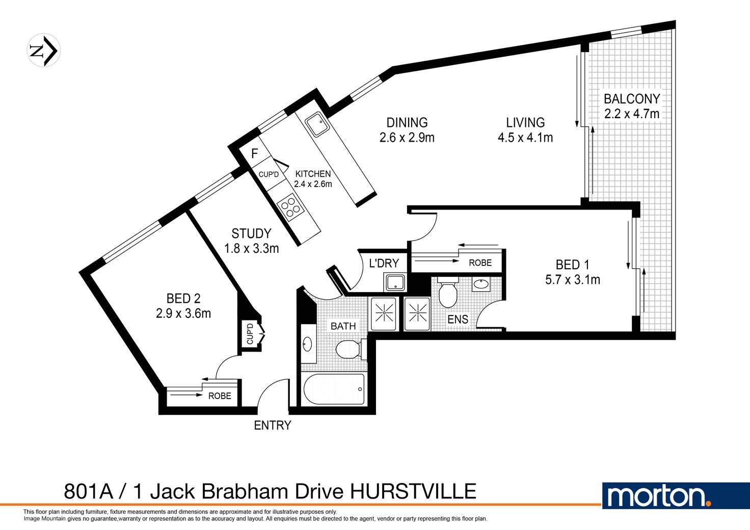 Floorplan of Homely apartment listing, 801A/1 Jack Brabham Drive, Hurstville NSW 2220