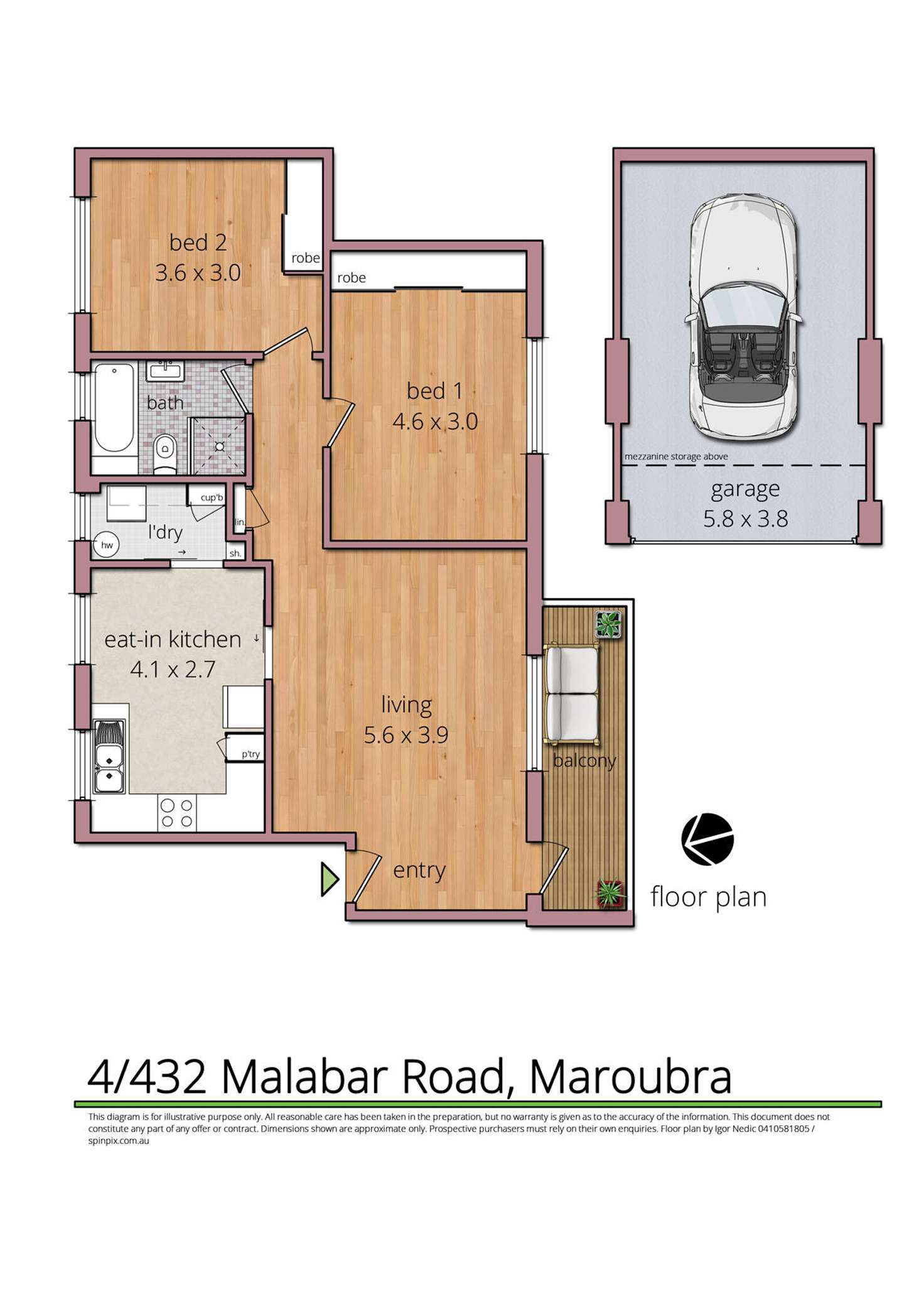 Floorplan of Homely unit listing, 4/432 Malabar Road, Maroubra NSW 2035