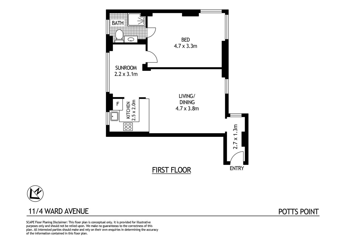 Floorplan of Homely apartment listing, 11/4 Ward Avenue, Elizabeth Bay NSW 2011