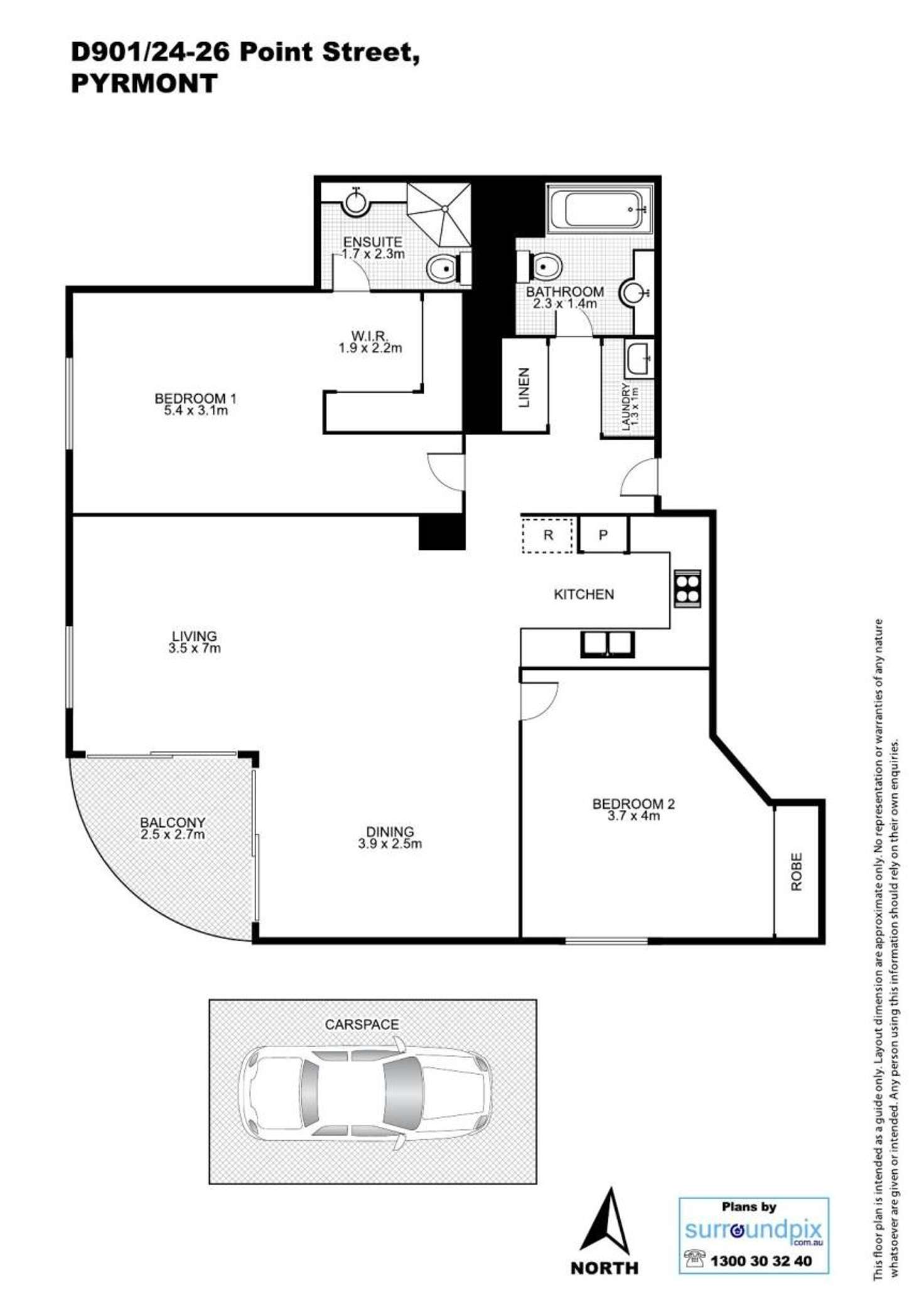 Floorplan of Homely apartment listing, D901/24-26 Point Street, Pyrmont NSW 2009