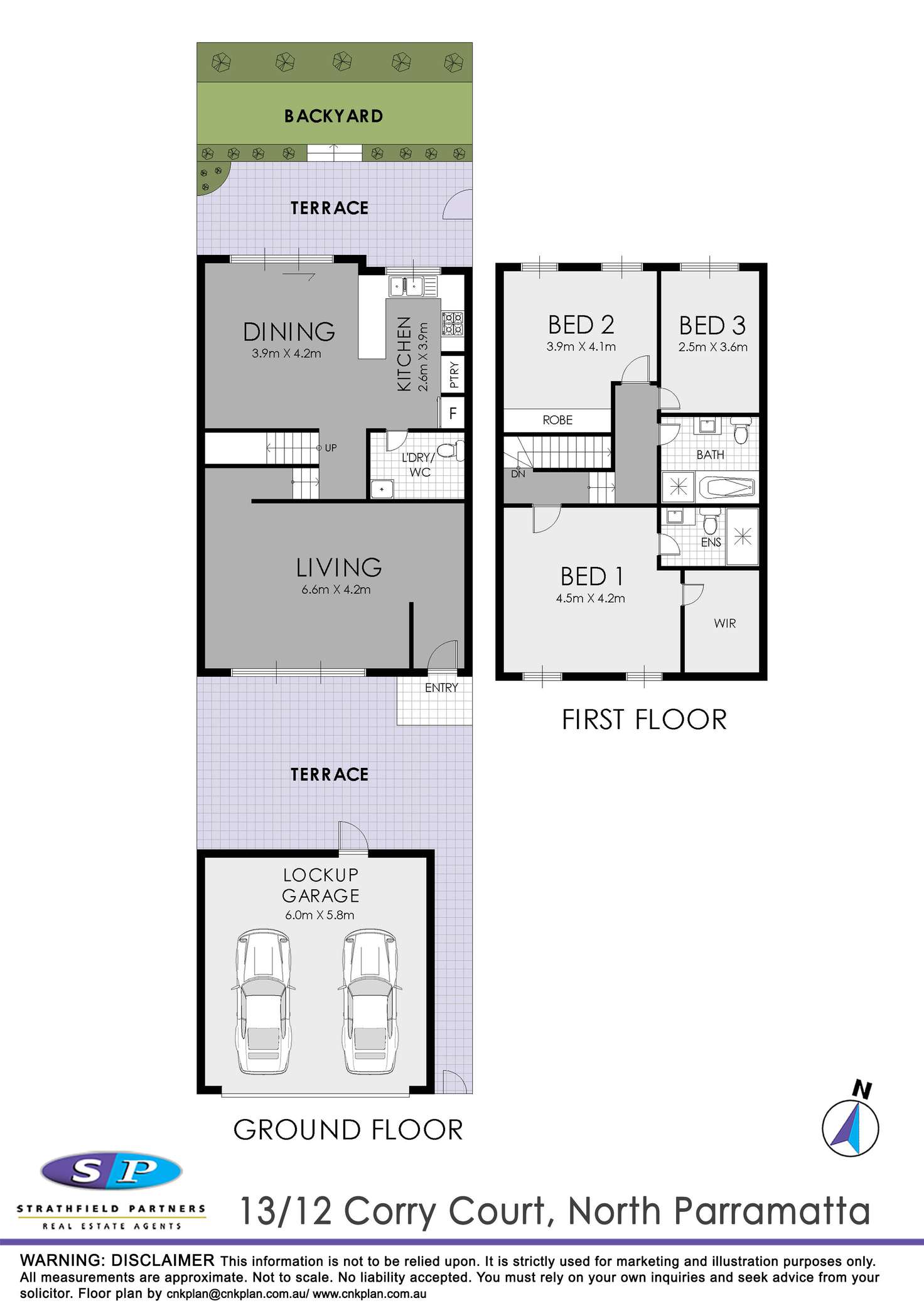 Floorplan of Homely townhouse listing, 13/12 Corry Court, North Parramatta NSW 2151